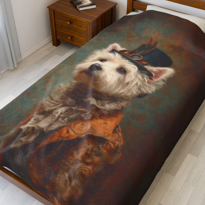 Steampunk Westie Plush Blanket