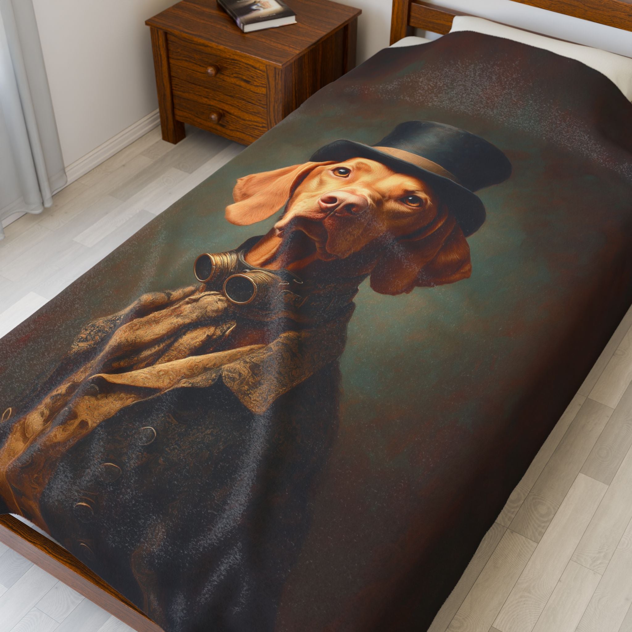 Steampunk Vizsla Plush Blanket