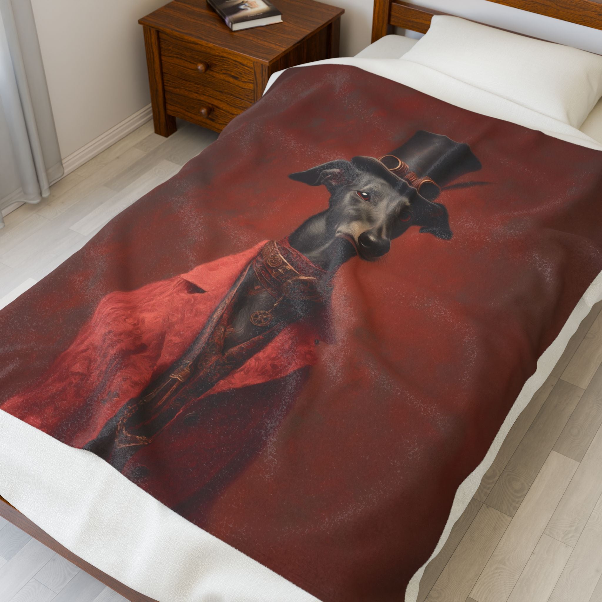 Steampunk Greyhound Plush Blanket