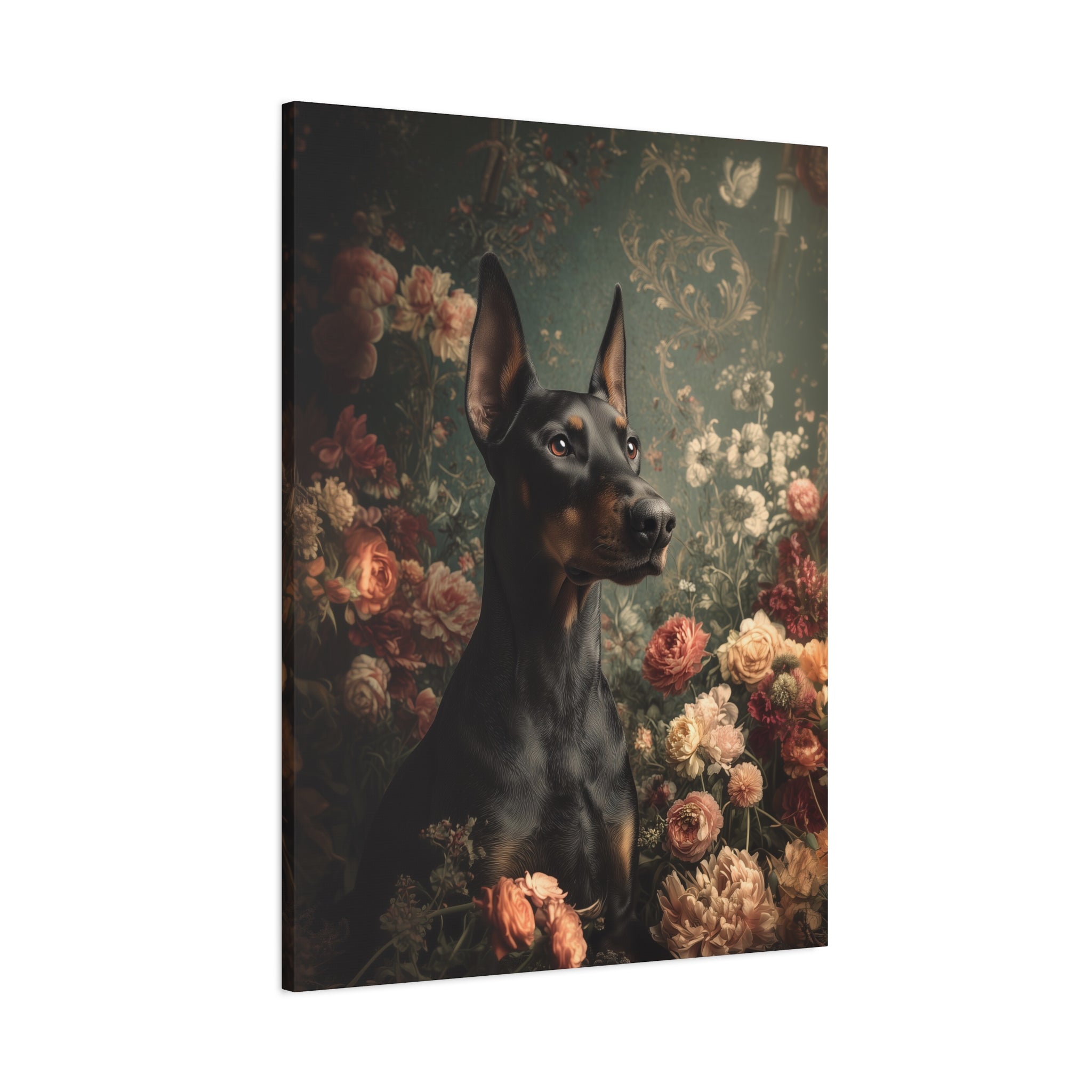 Botanical Doberman Pinscher Canvas Art