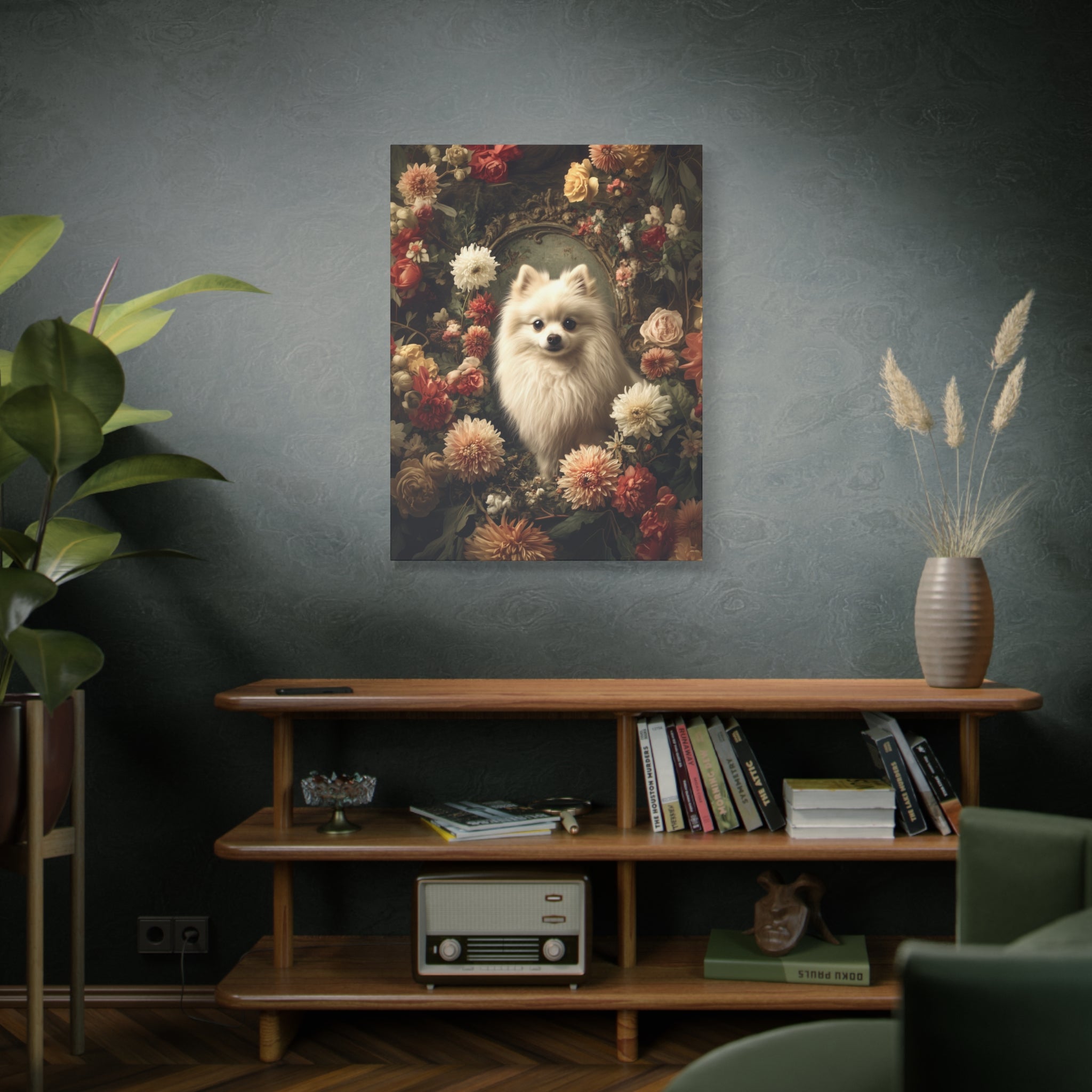 Botanical Pomeranian Canvas Art