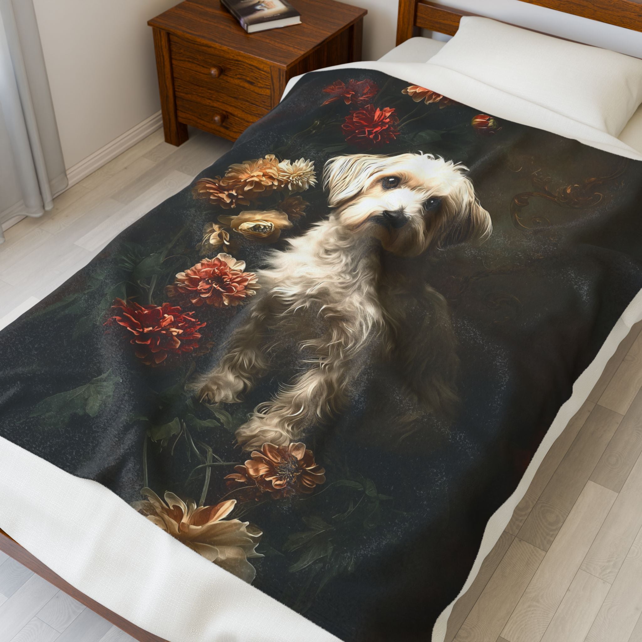 Botanical Havanese Plush Blanket