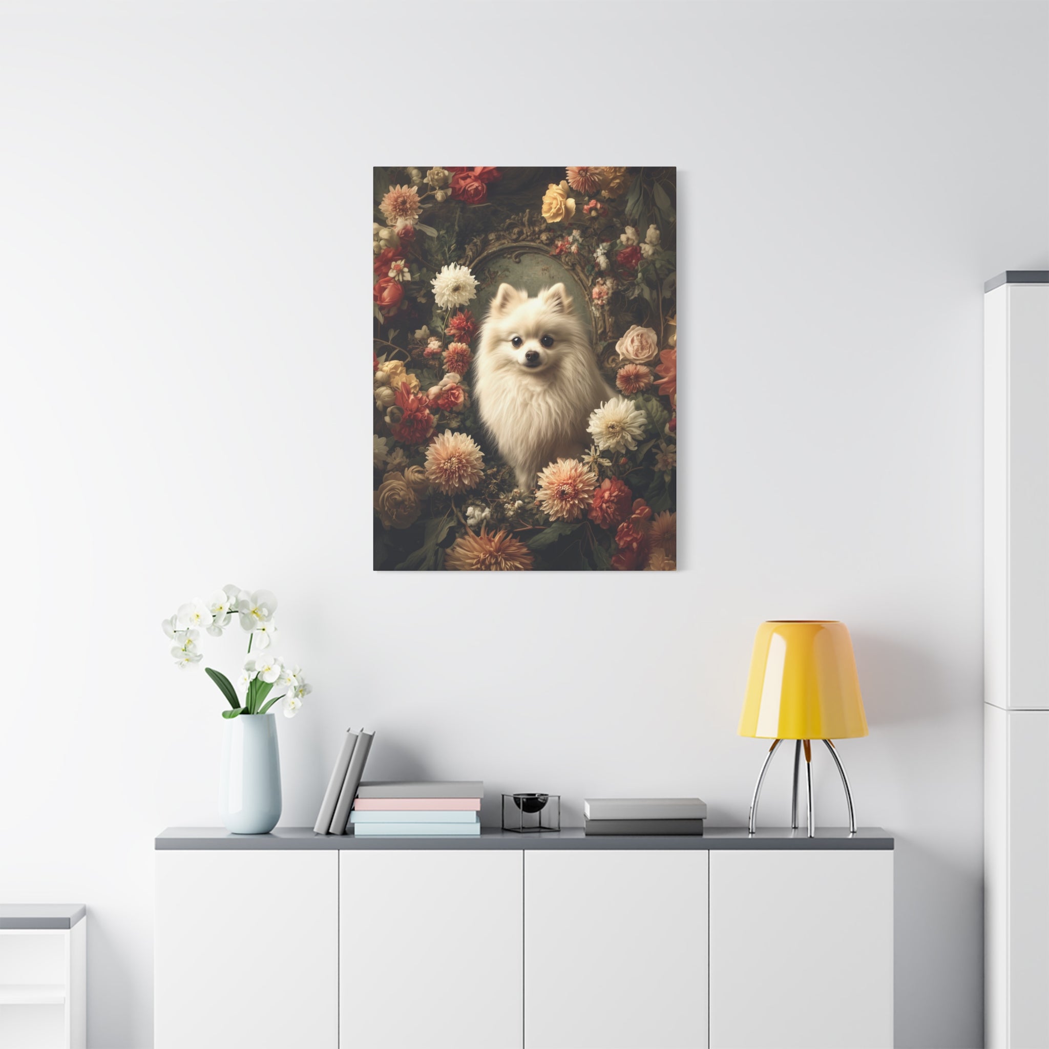 Botanical Pomeranian Canvas Art