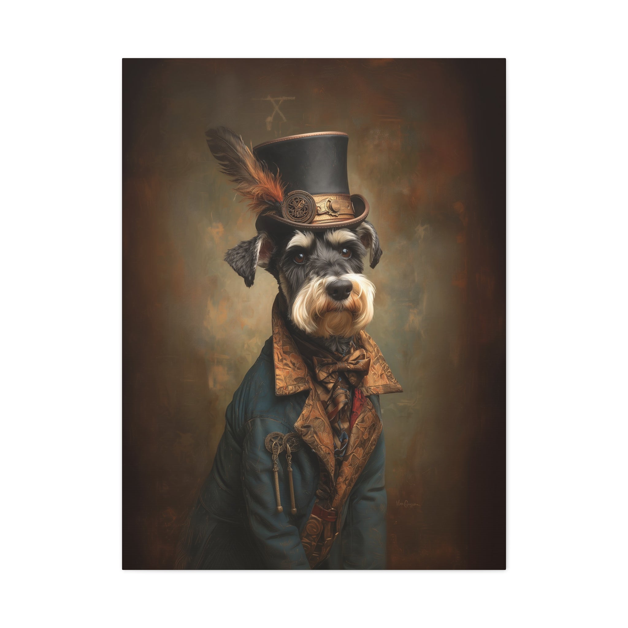 Steampunk Miniature Schnauzer Canvas Art