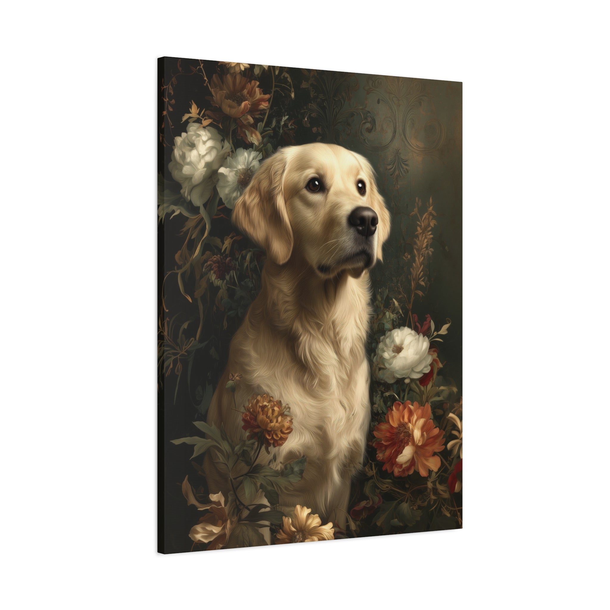 Botanical Golden Retriever Canvas Art