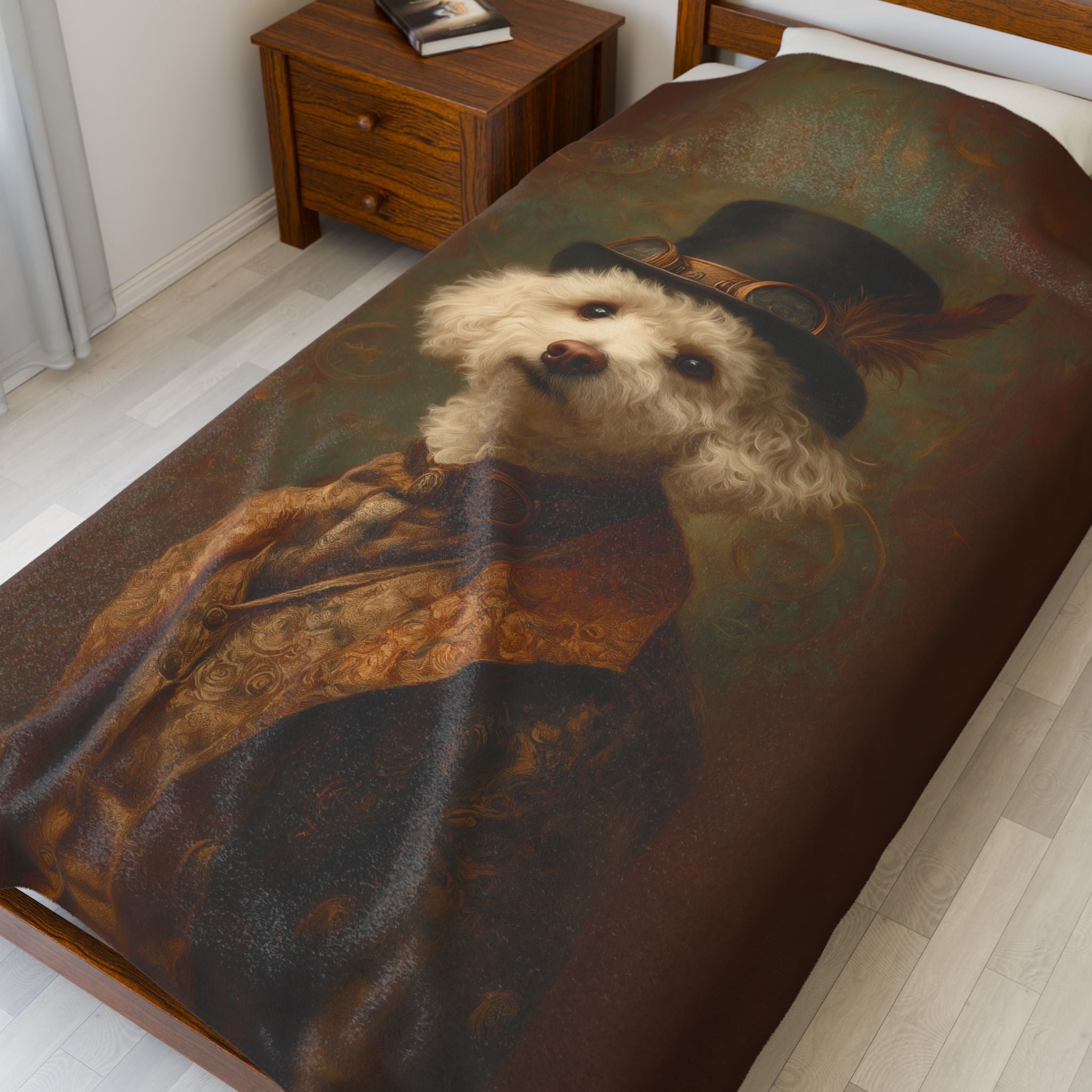 Steampunk Bichon Frise Plush Blanket