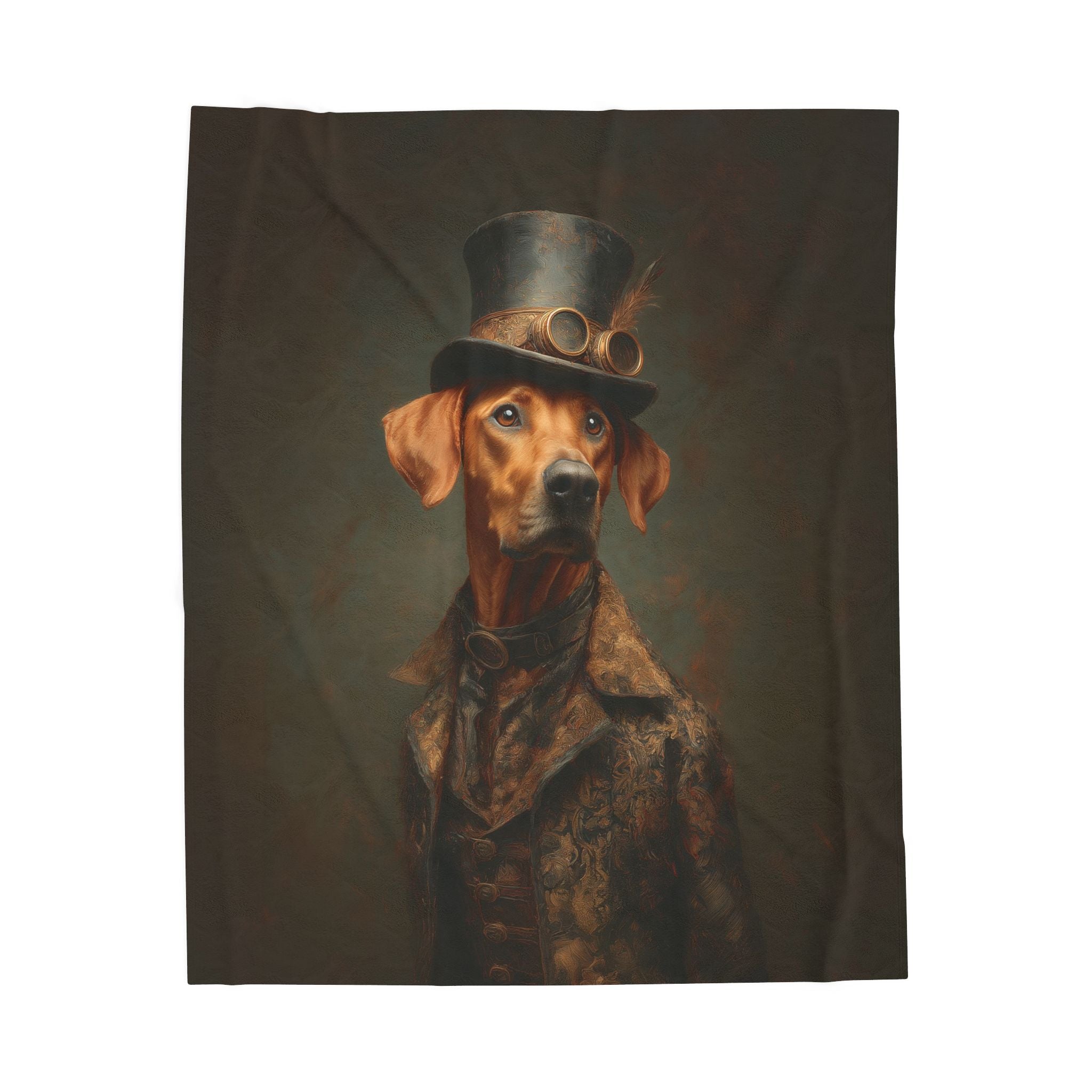 Steampunk Rhodesian Ridgeback Plush Blanket