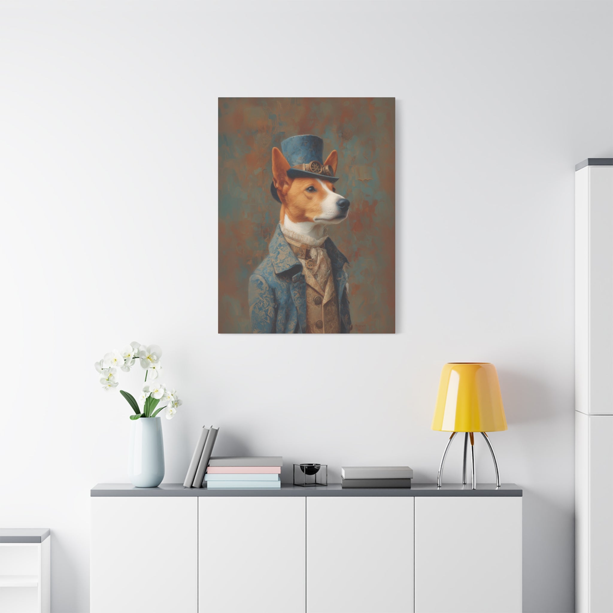 Steampunk Basenji Canvas Art