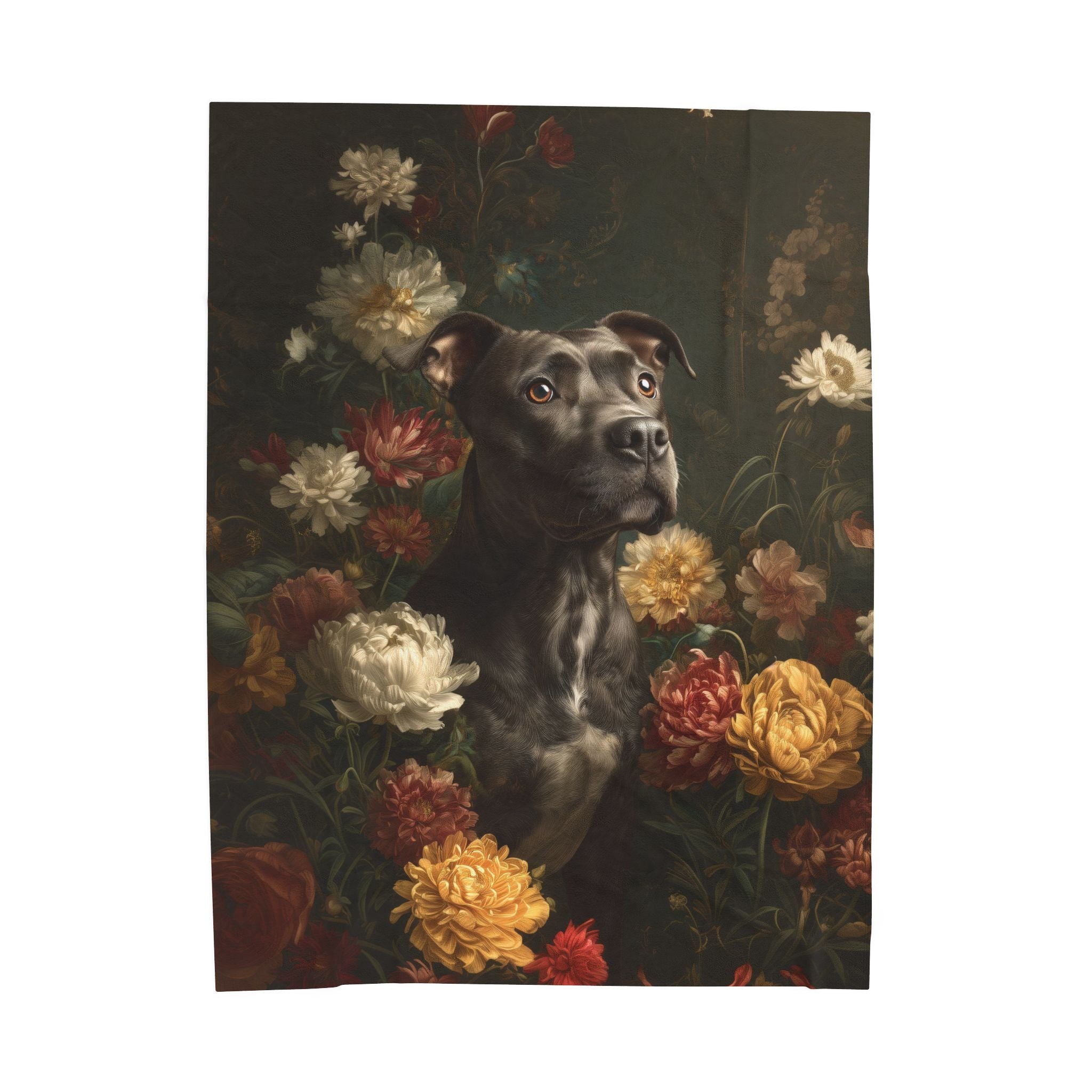 Botanical Pit Bull Plush Blanket