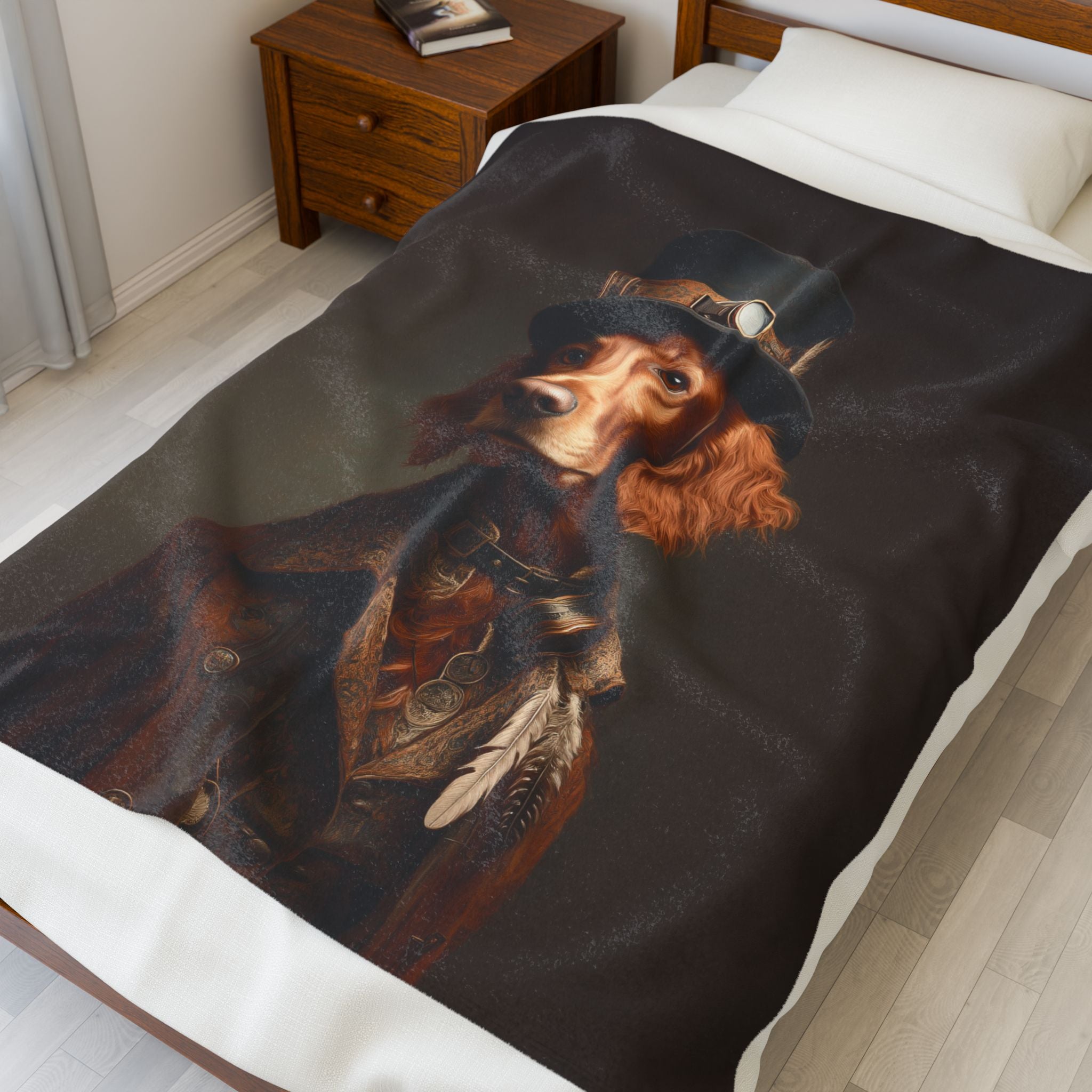 Steampunk Irish Setter Plush Blanket