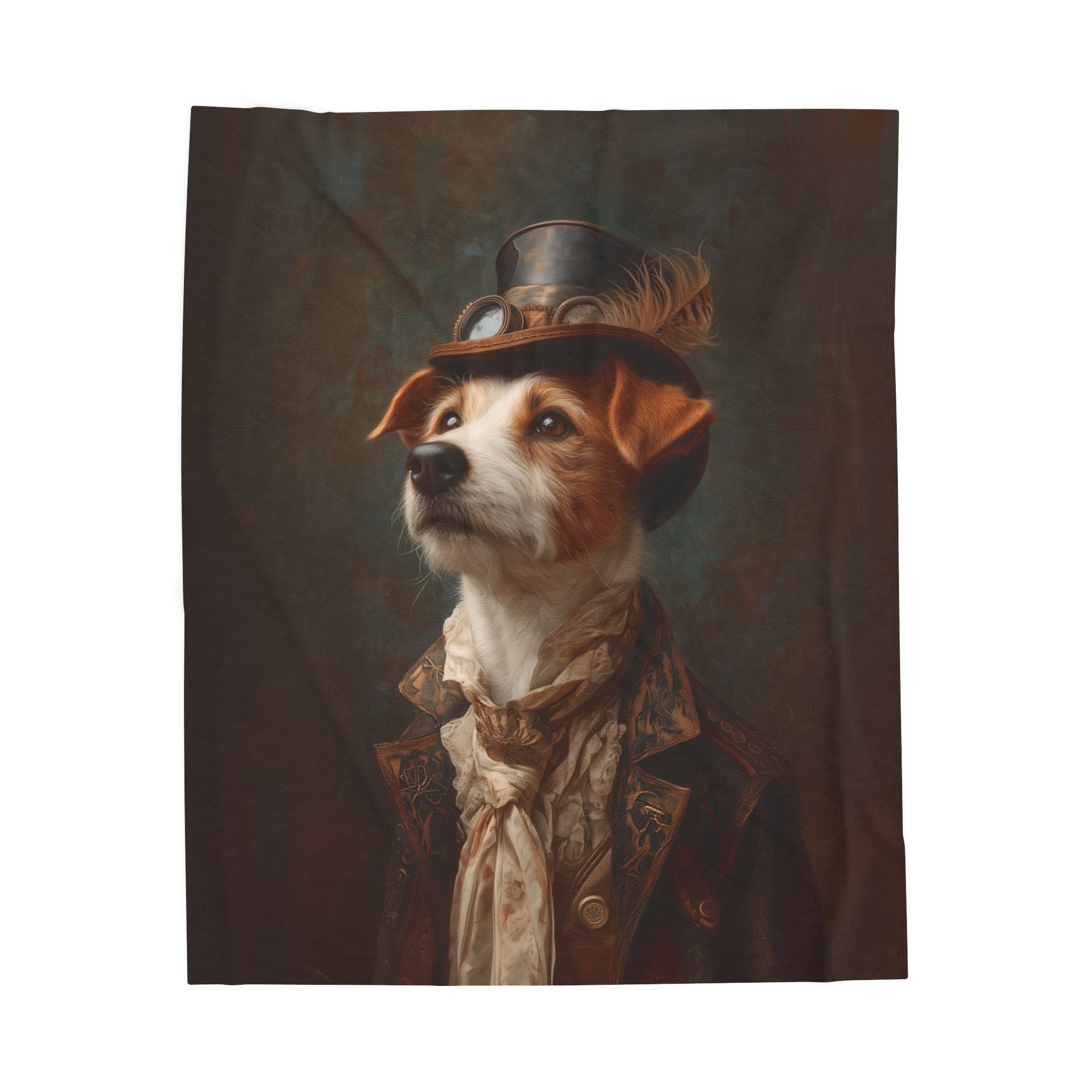 Steampunk Jack Russell Terrier Plush Blanket