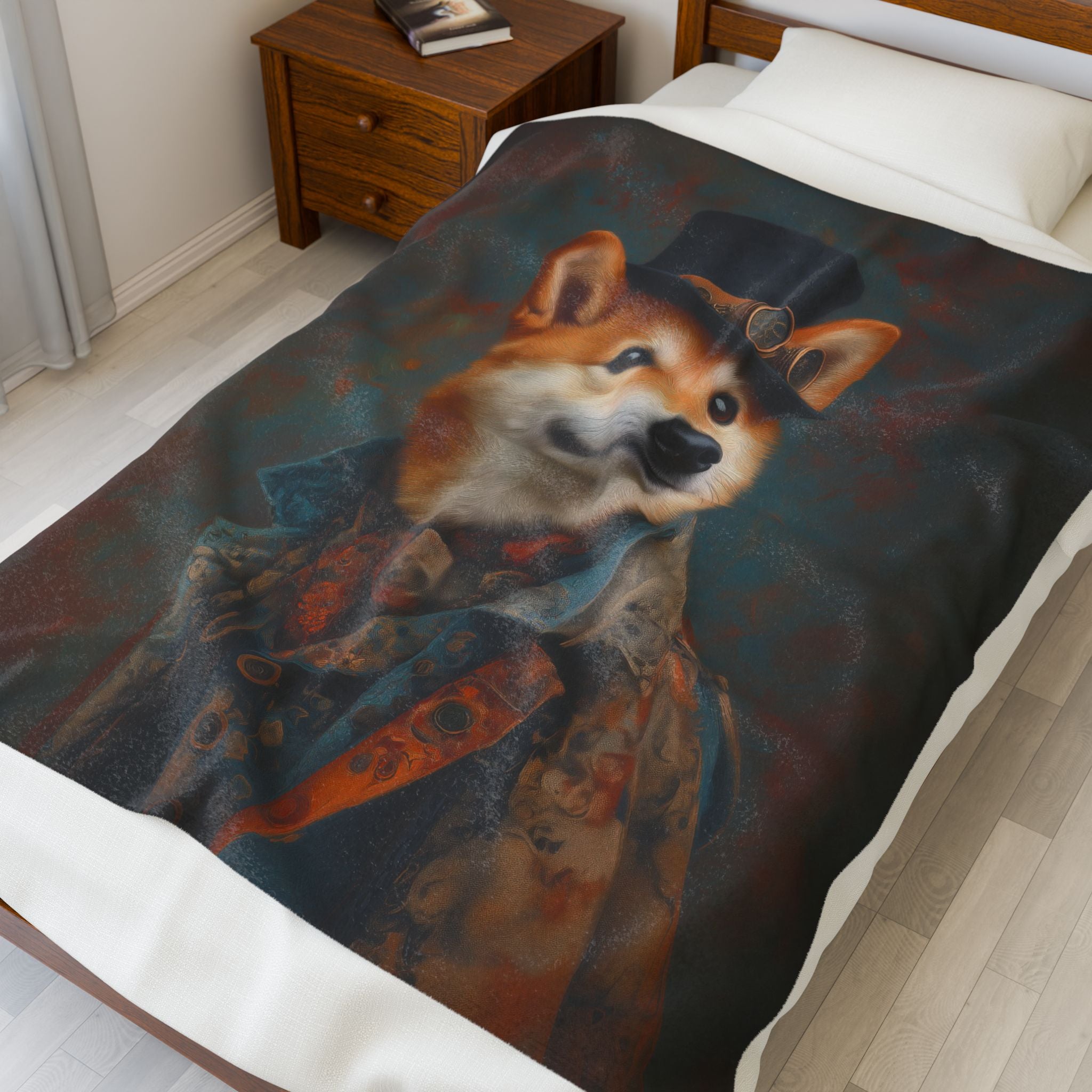 Steampunk Shiba Inu Plush Blanket