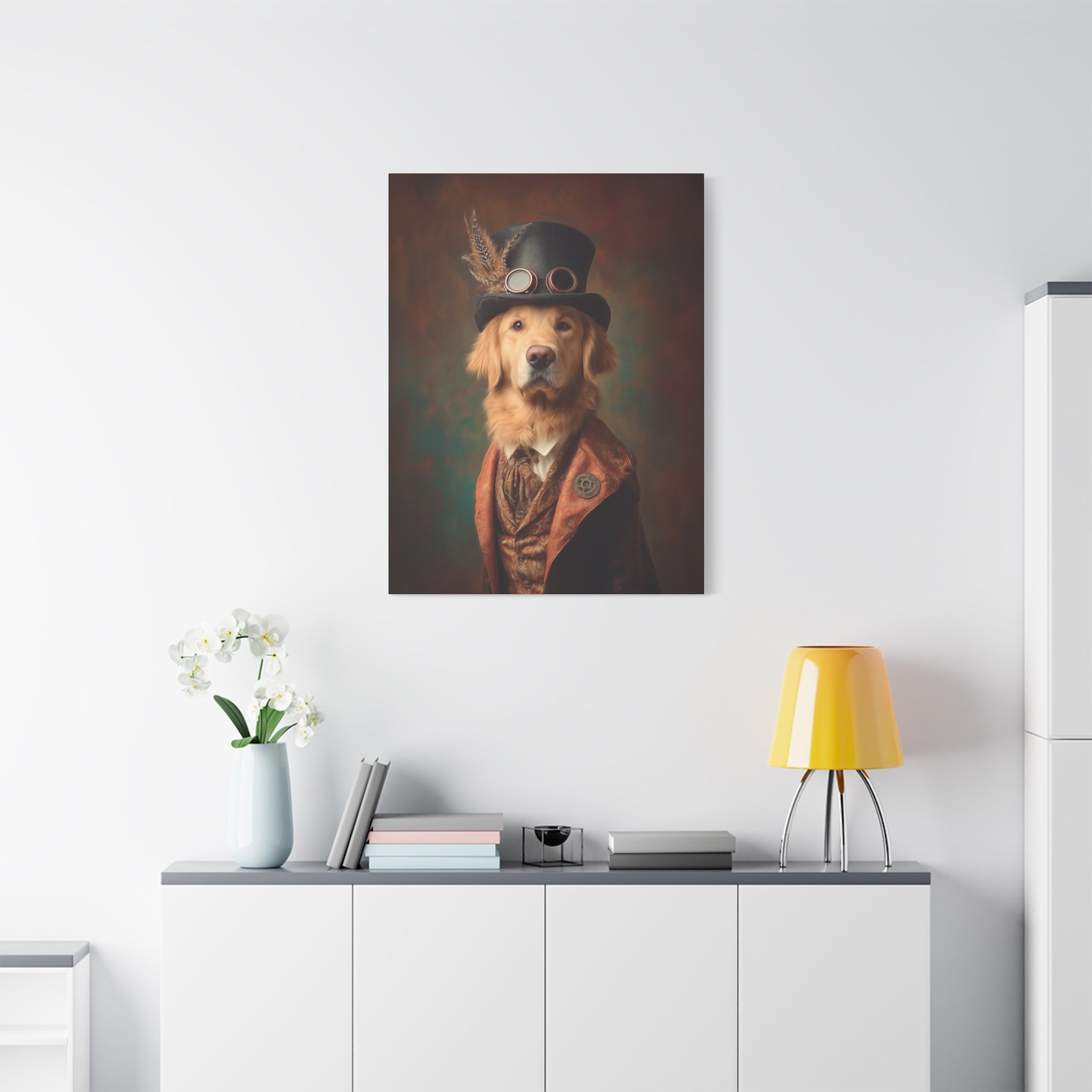 Steampunk Golden Retriever Canvas Art