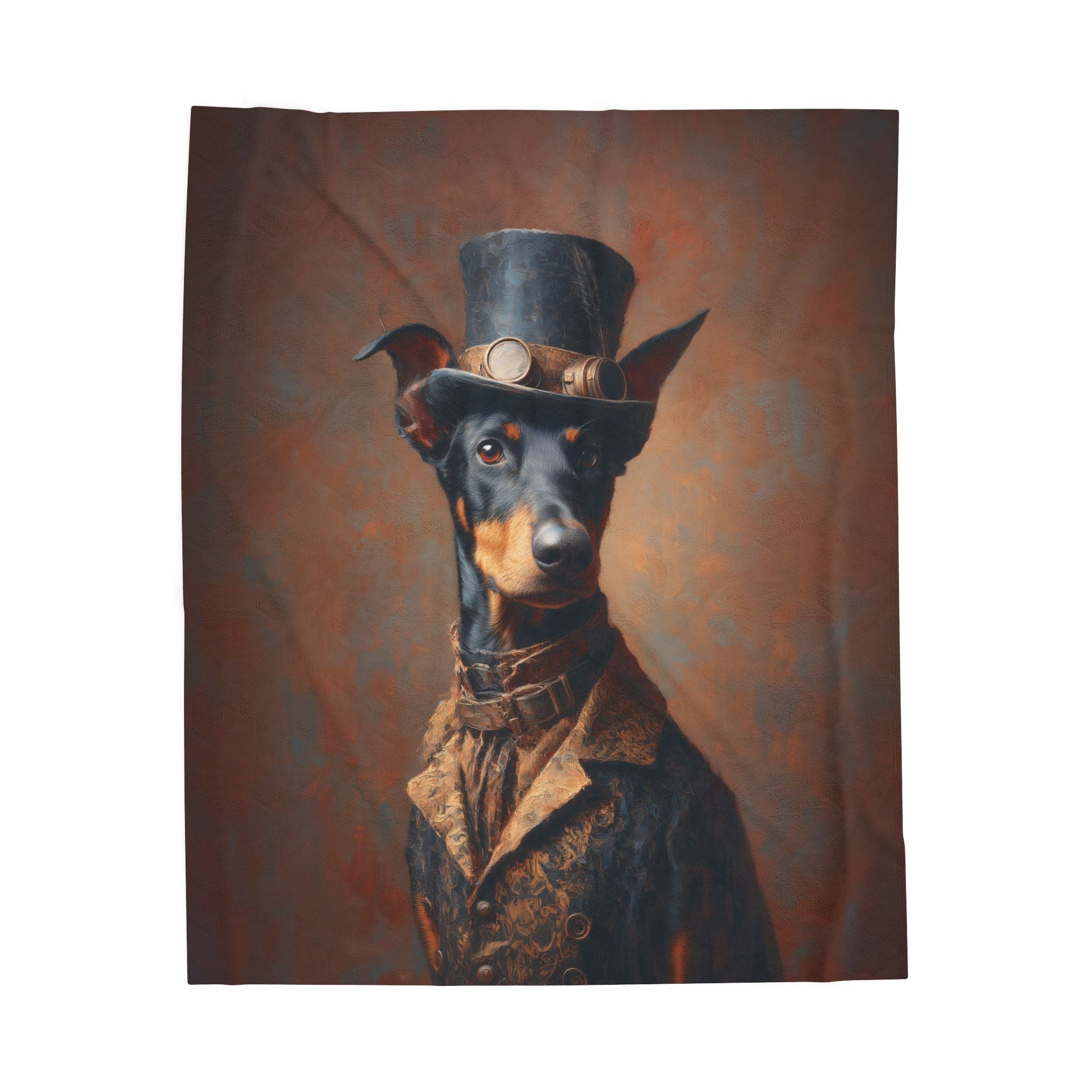 Steampunk Doberman Pinscher Plush Blanket