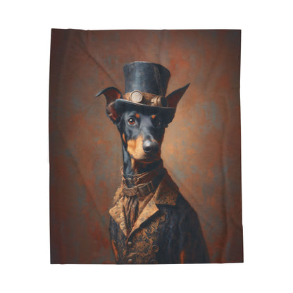 Steampunk Doberman Pinscher Plush Blanket
