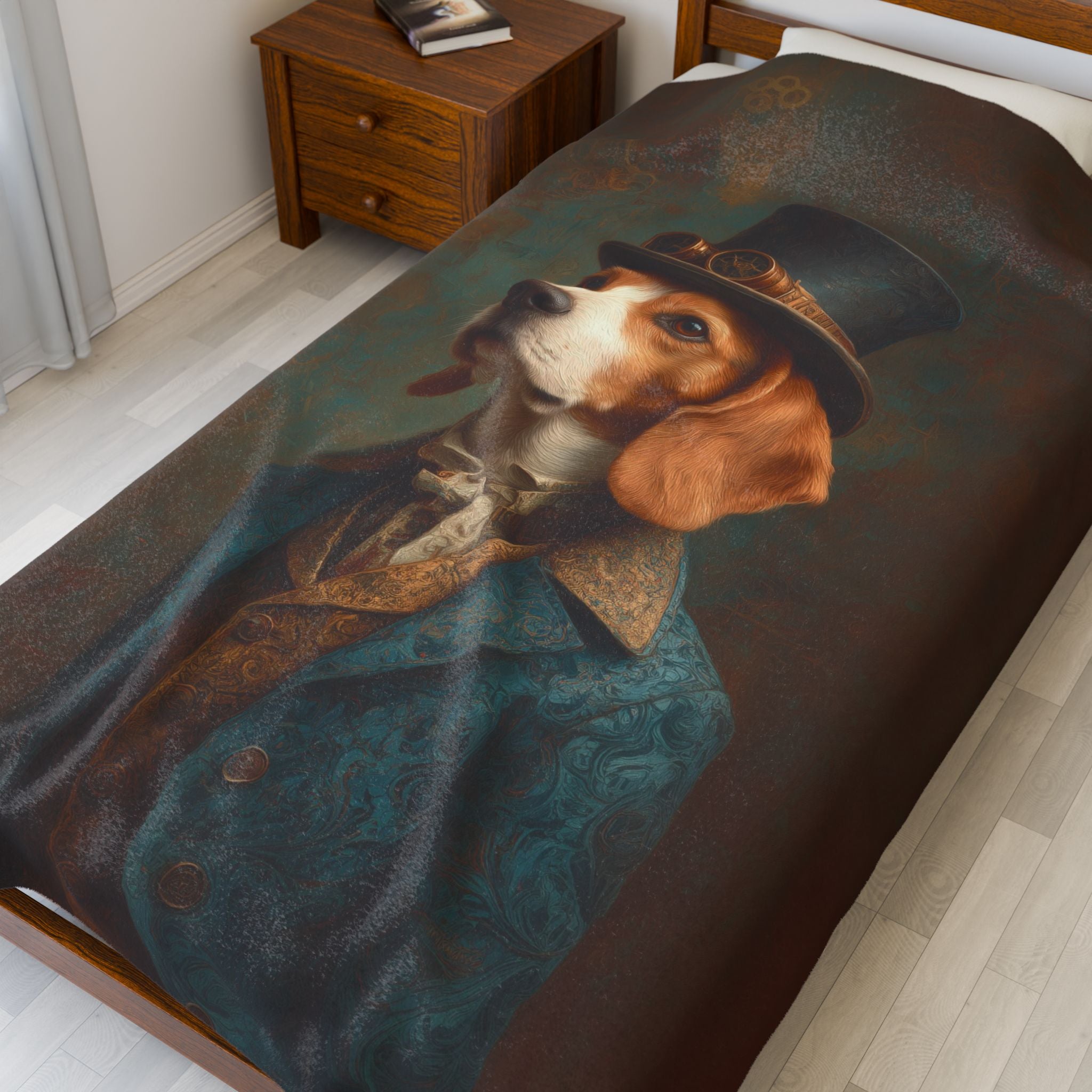 Steampunk Beagle Plush Blanket