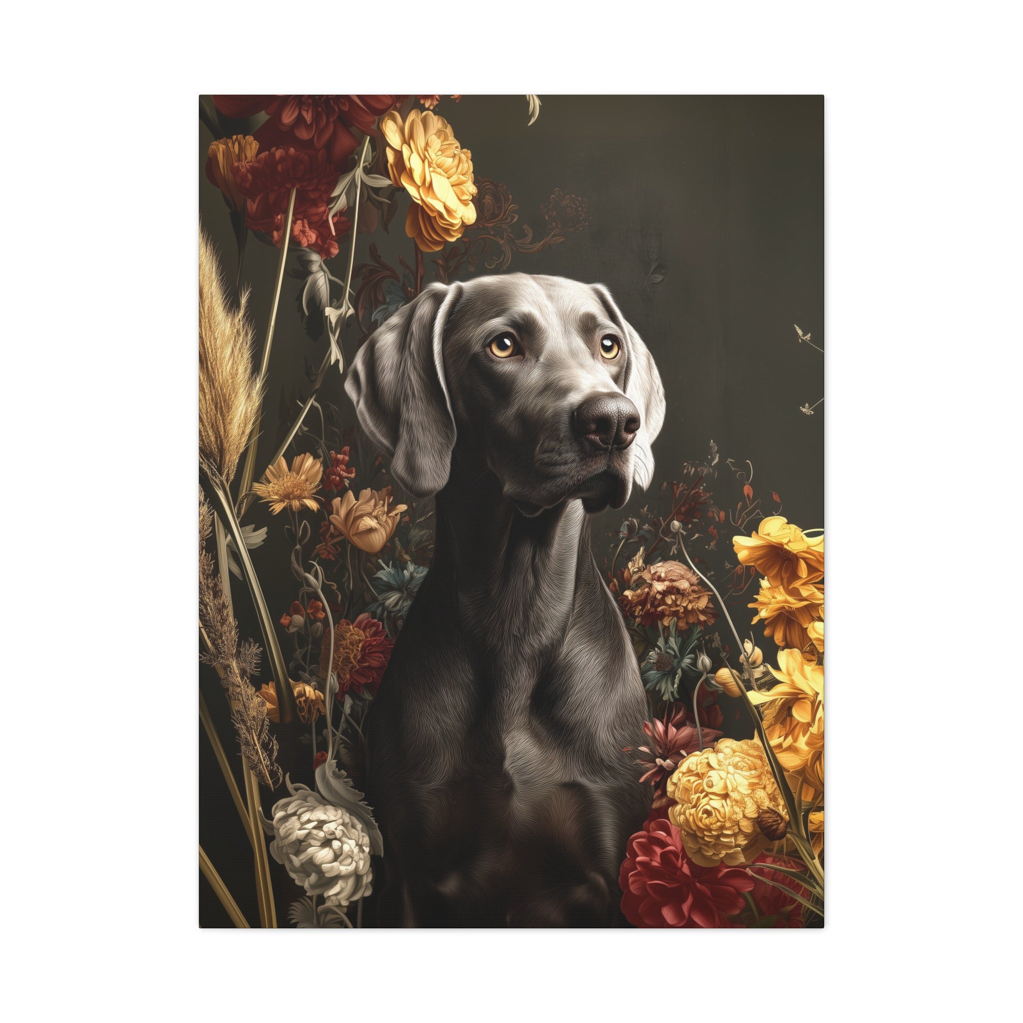 Botanical Weimaraner Canvas Art
