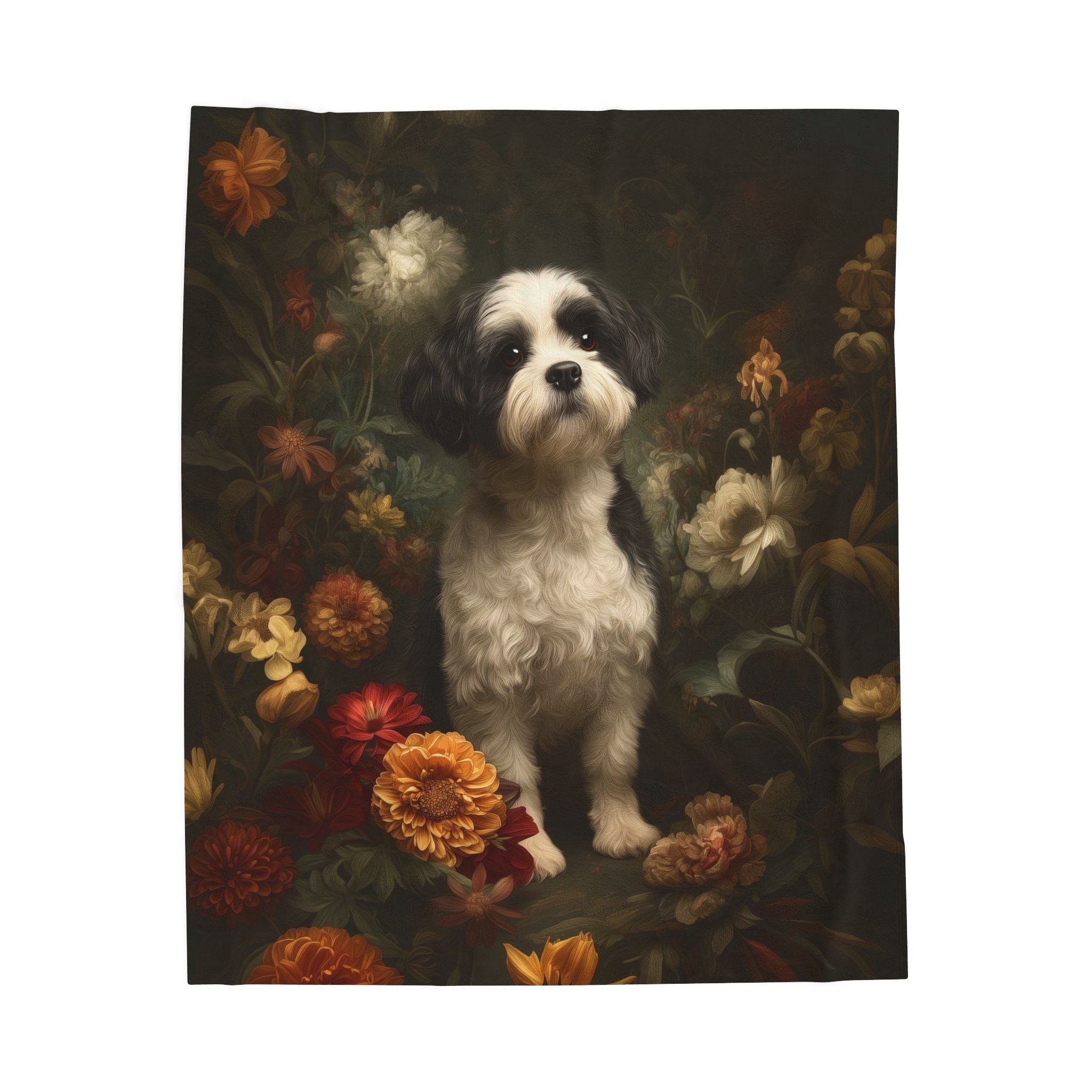 Botanical Shih Tzu Plush Blanket