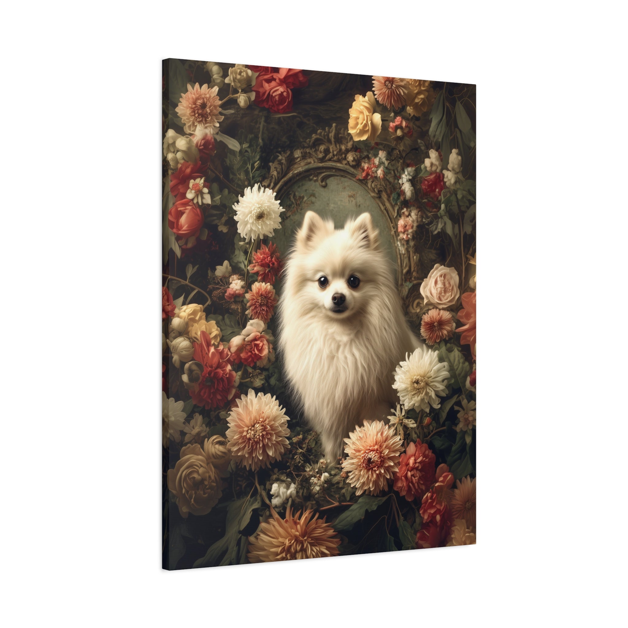 Botanical Pomeranian Canvas Art