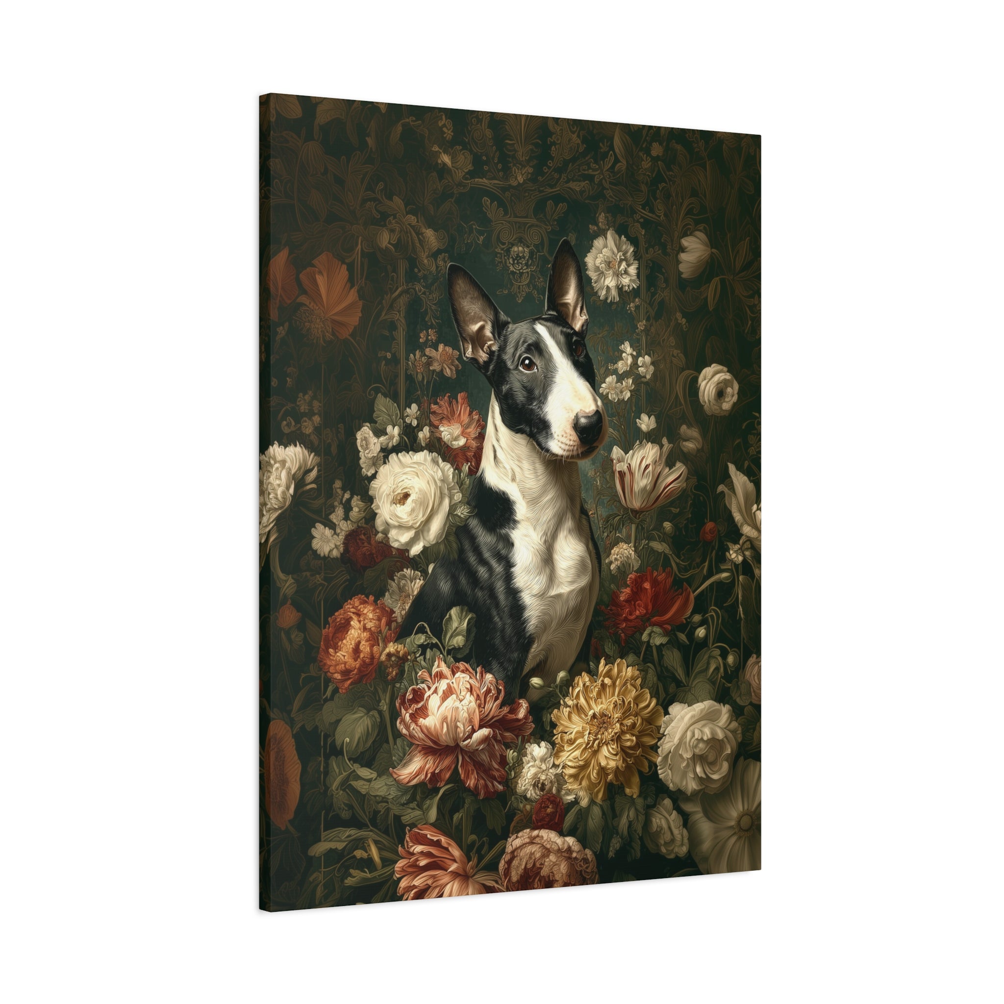Botanical Bull Terrier Canvas Art