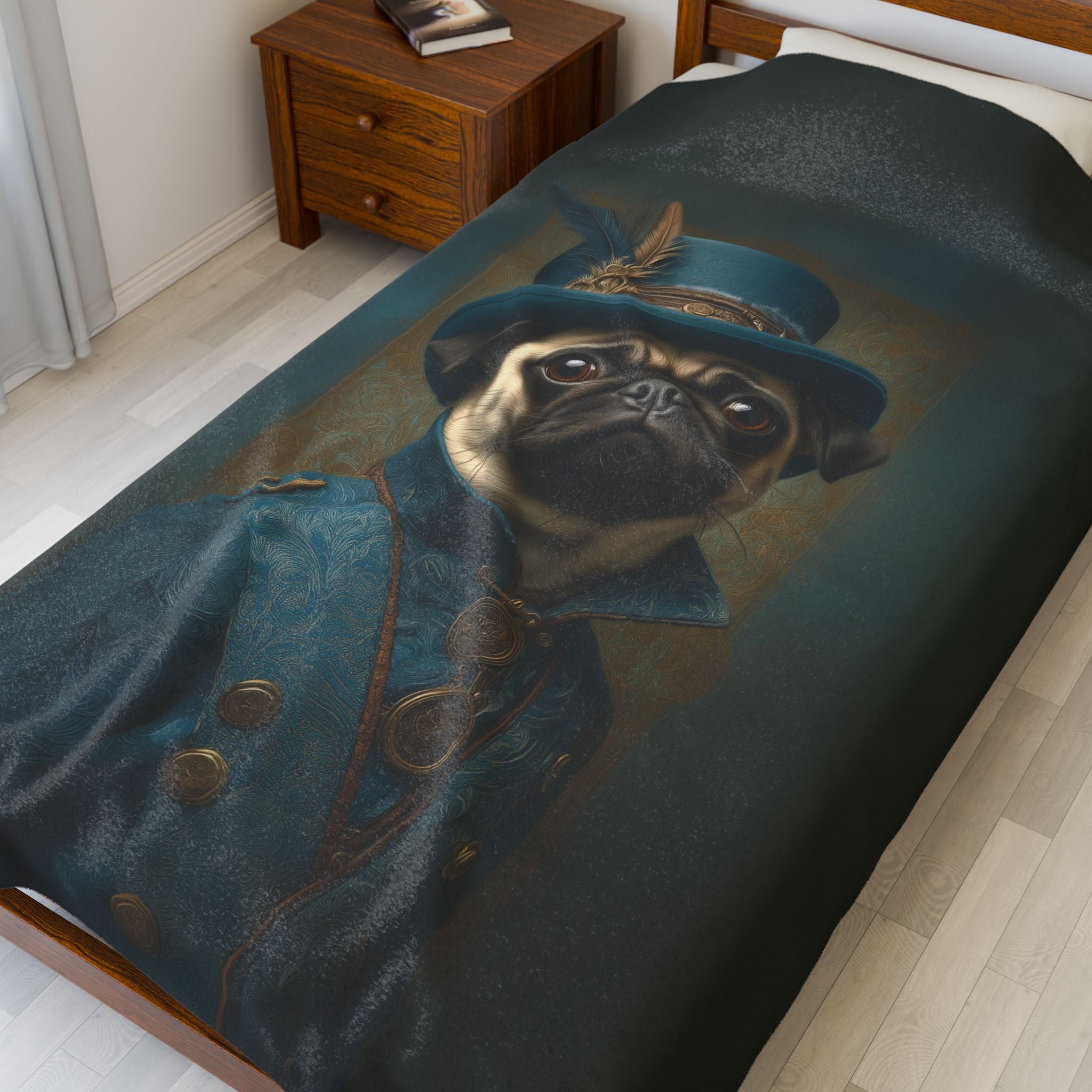 Steampunk Pug Plush Blanket