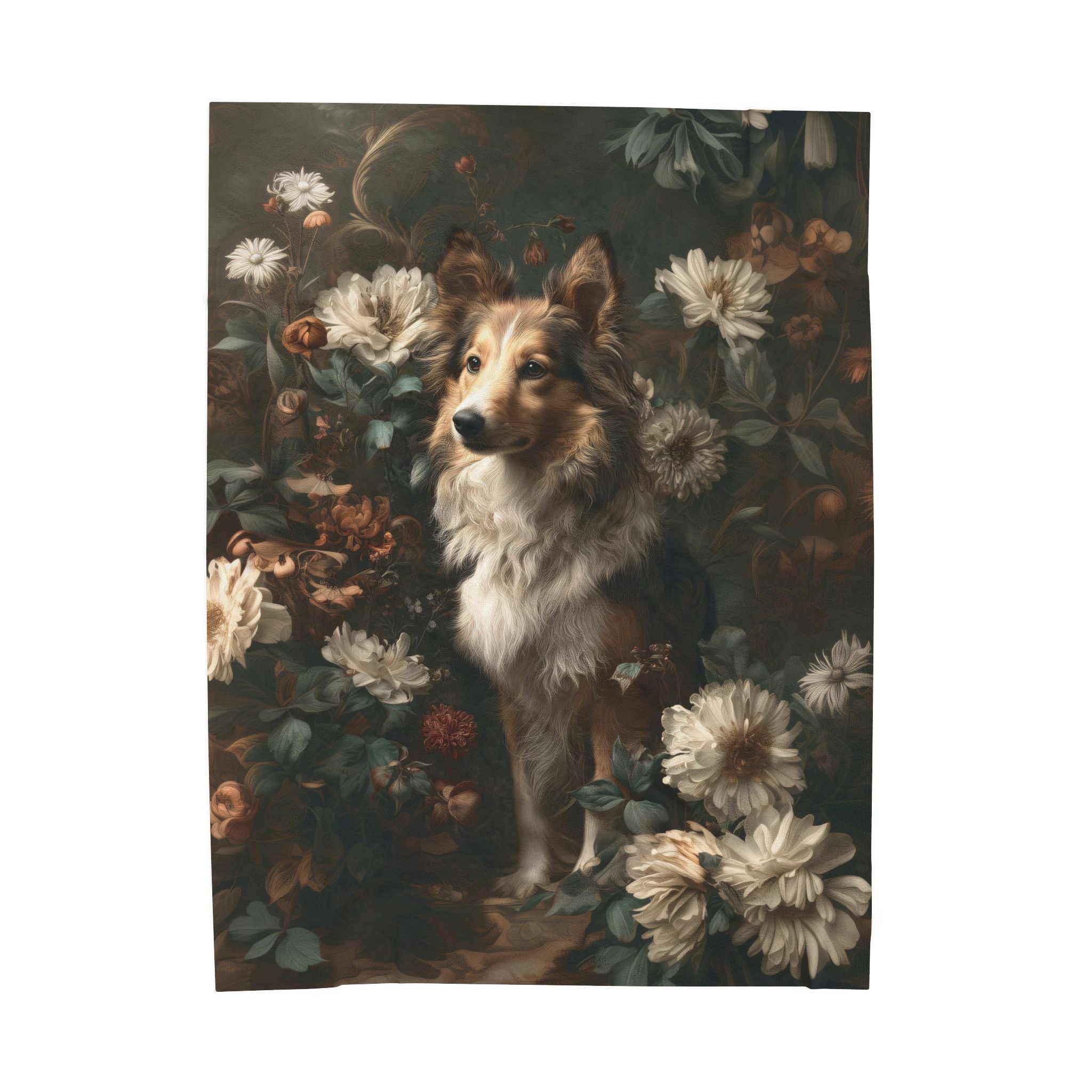 Botanical Shetland Sheepdog Plush Blanket