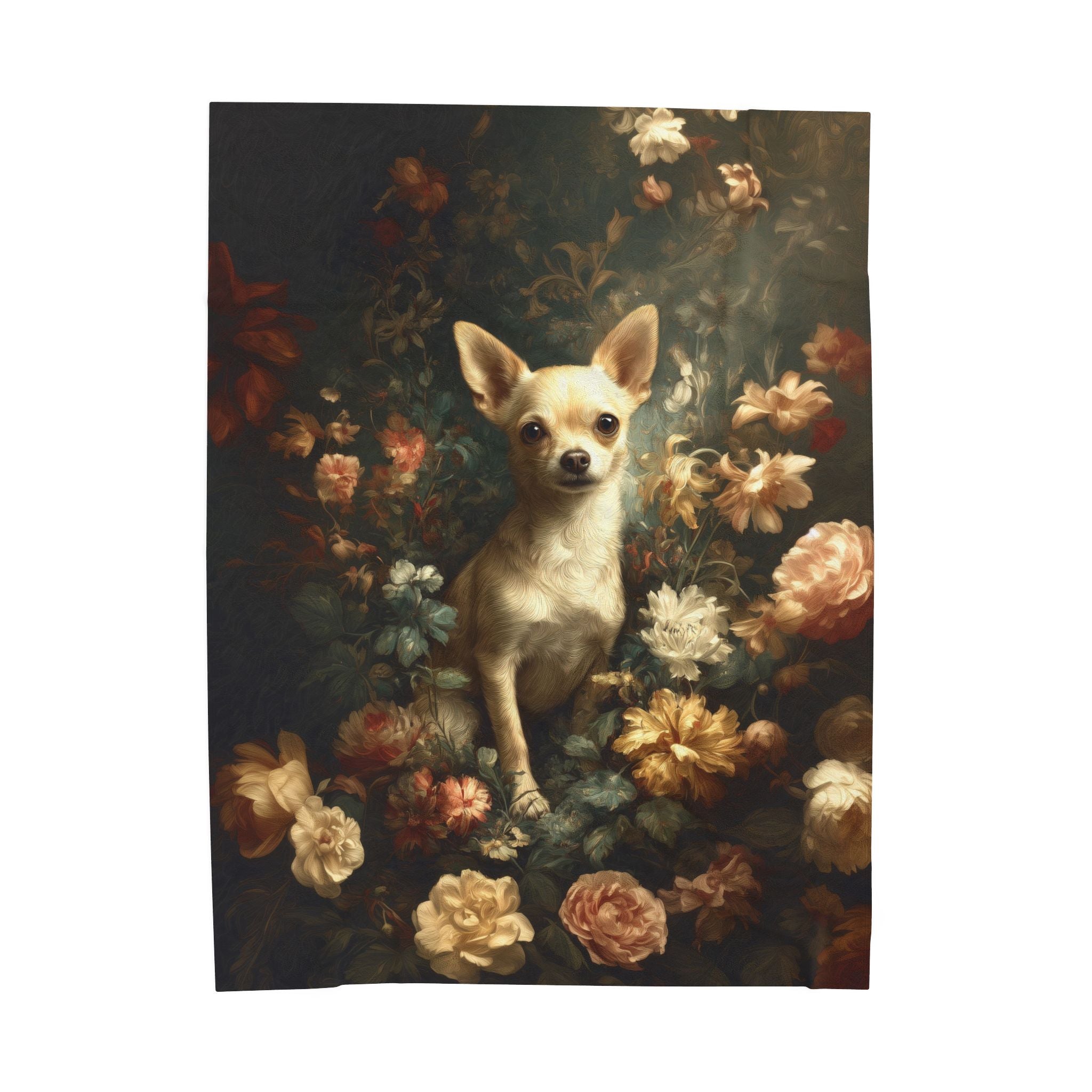 Botanical Chihuahua Plush Blanket