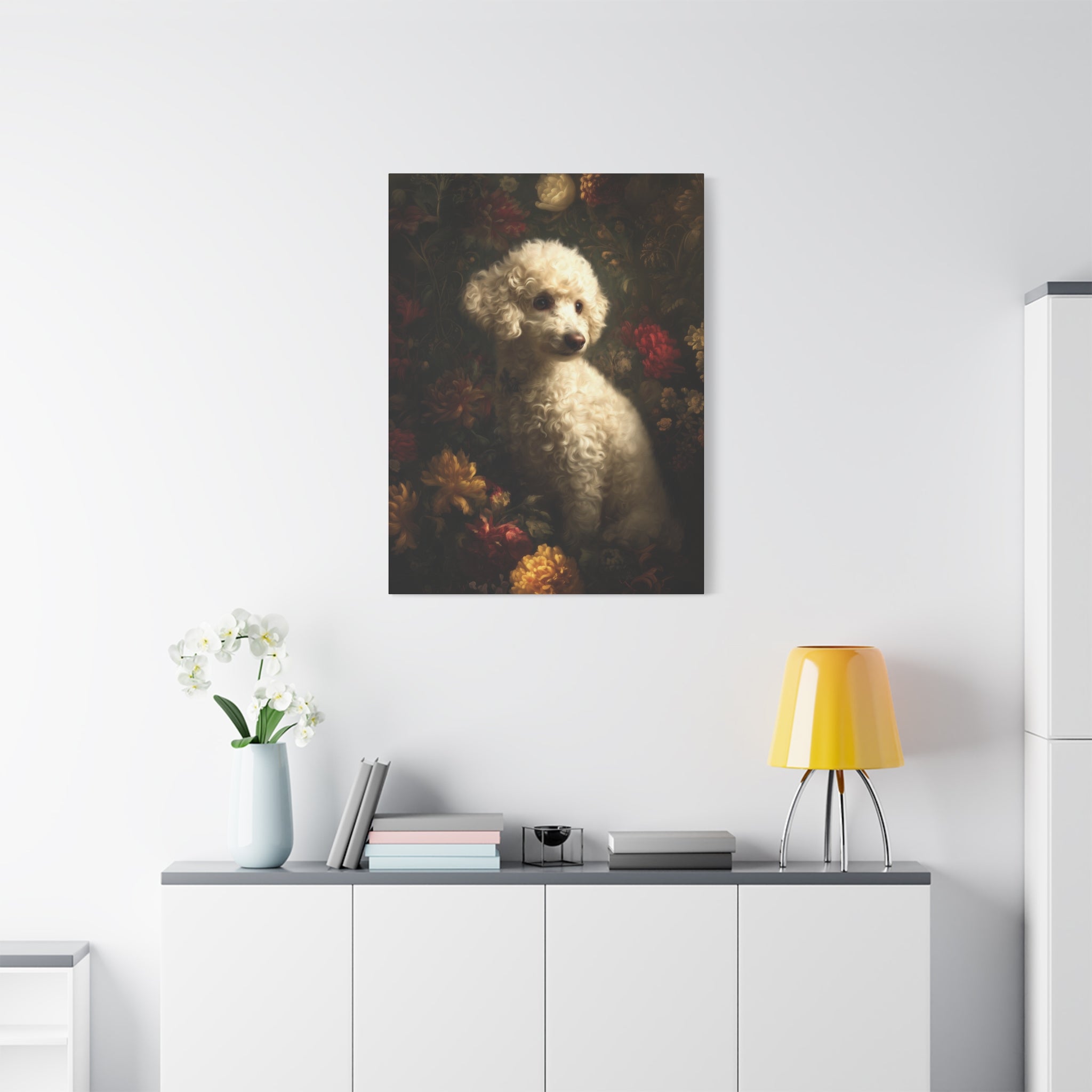 Botanical Poodle Canvas Art