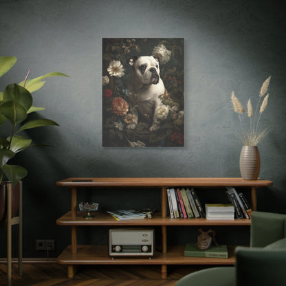 Botanical Bulldog Canvas Art