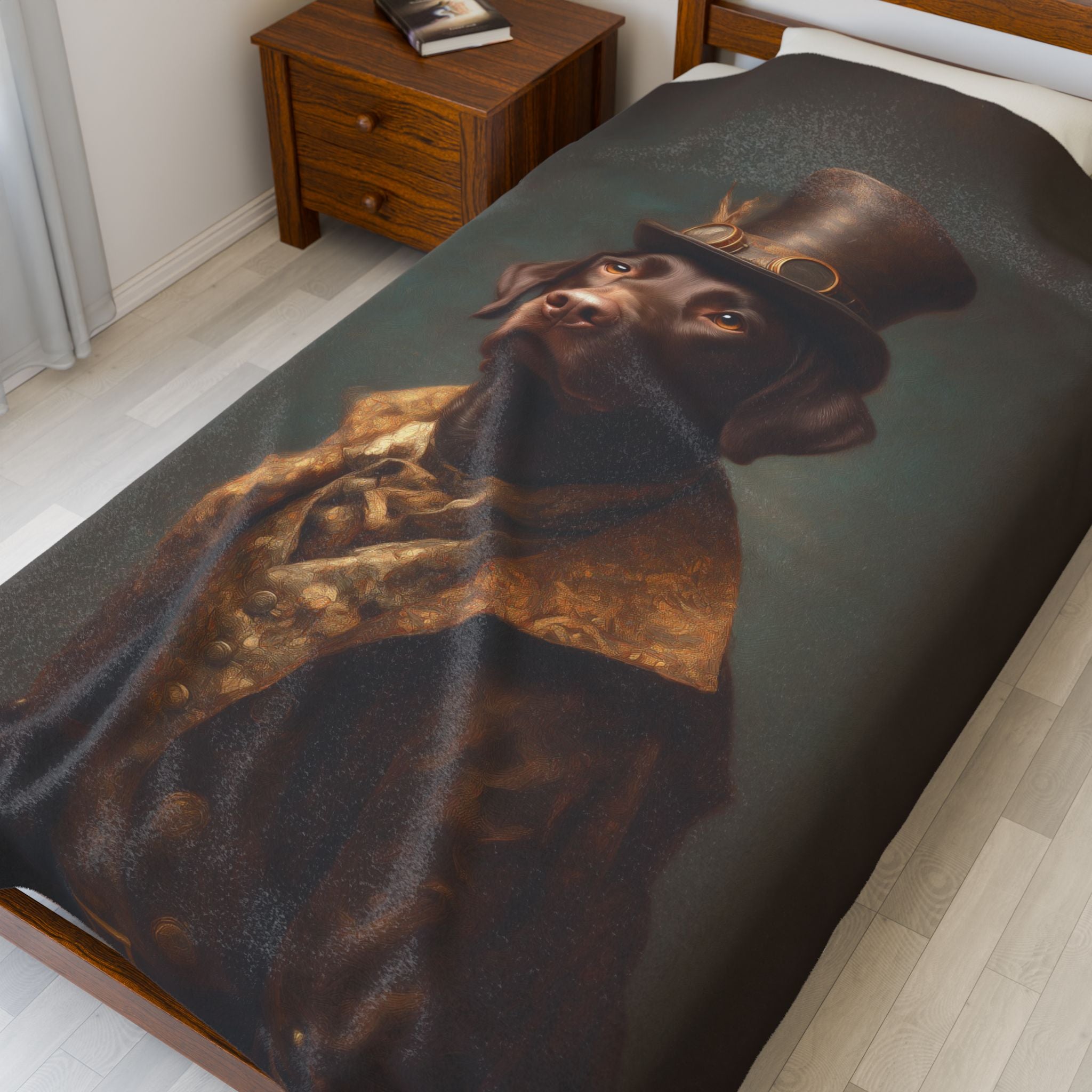 Steampunk Labrador Retriever (Chocolate) Plush Blanket