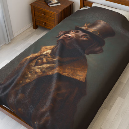 Steampunk Labrador Retriever (Chocolate) Plush Blanket
