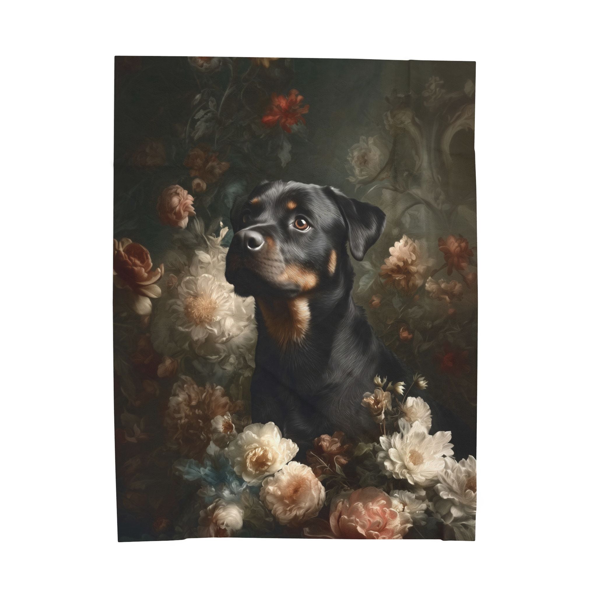 Botanical Rottweiler Plush Blanket