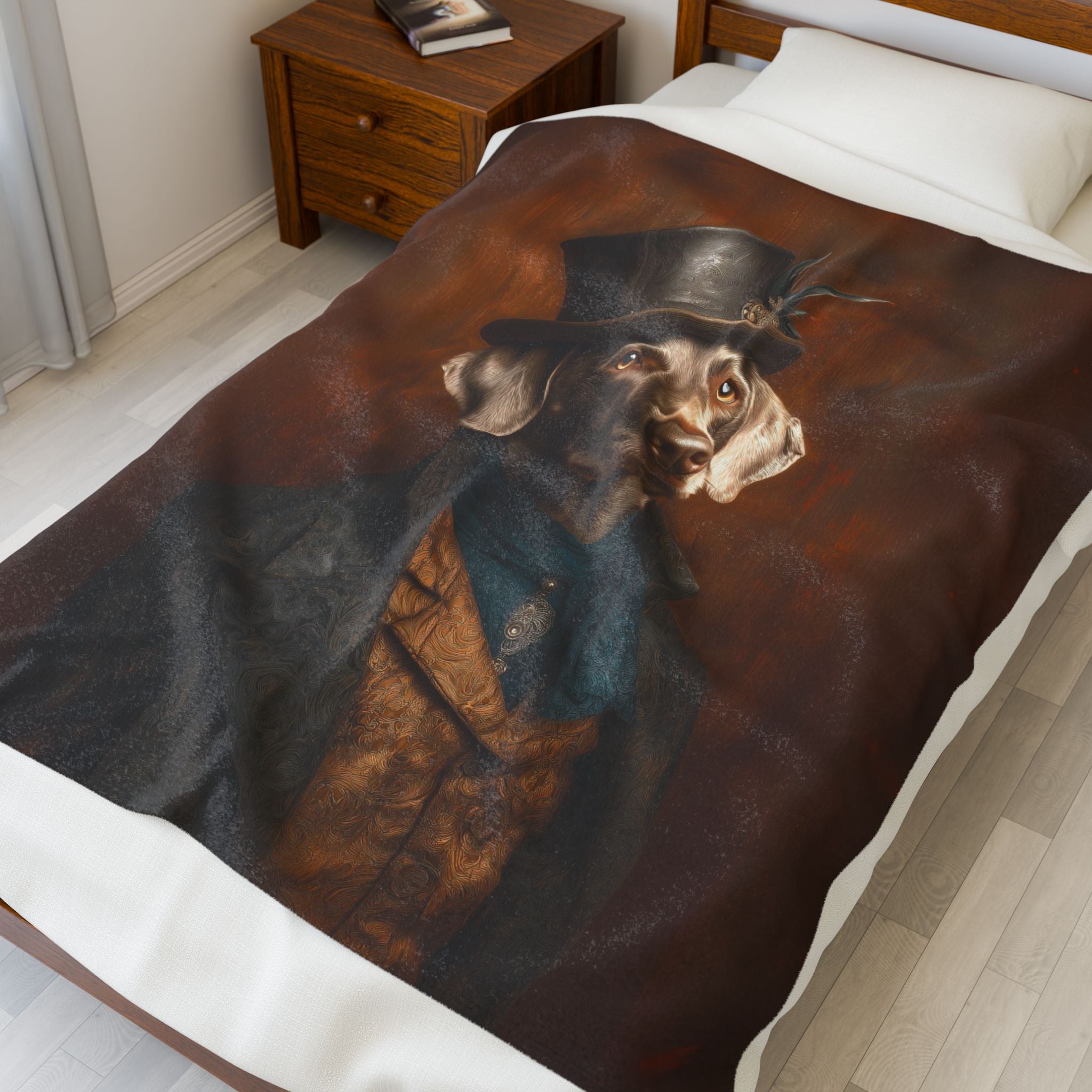 Steampunk Weimaraner Plush Blanket