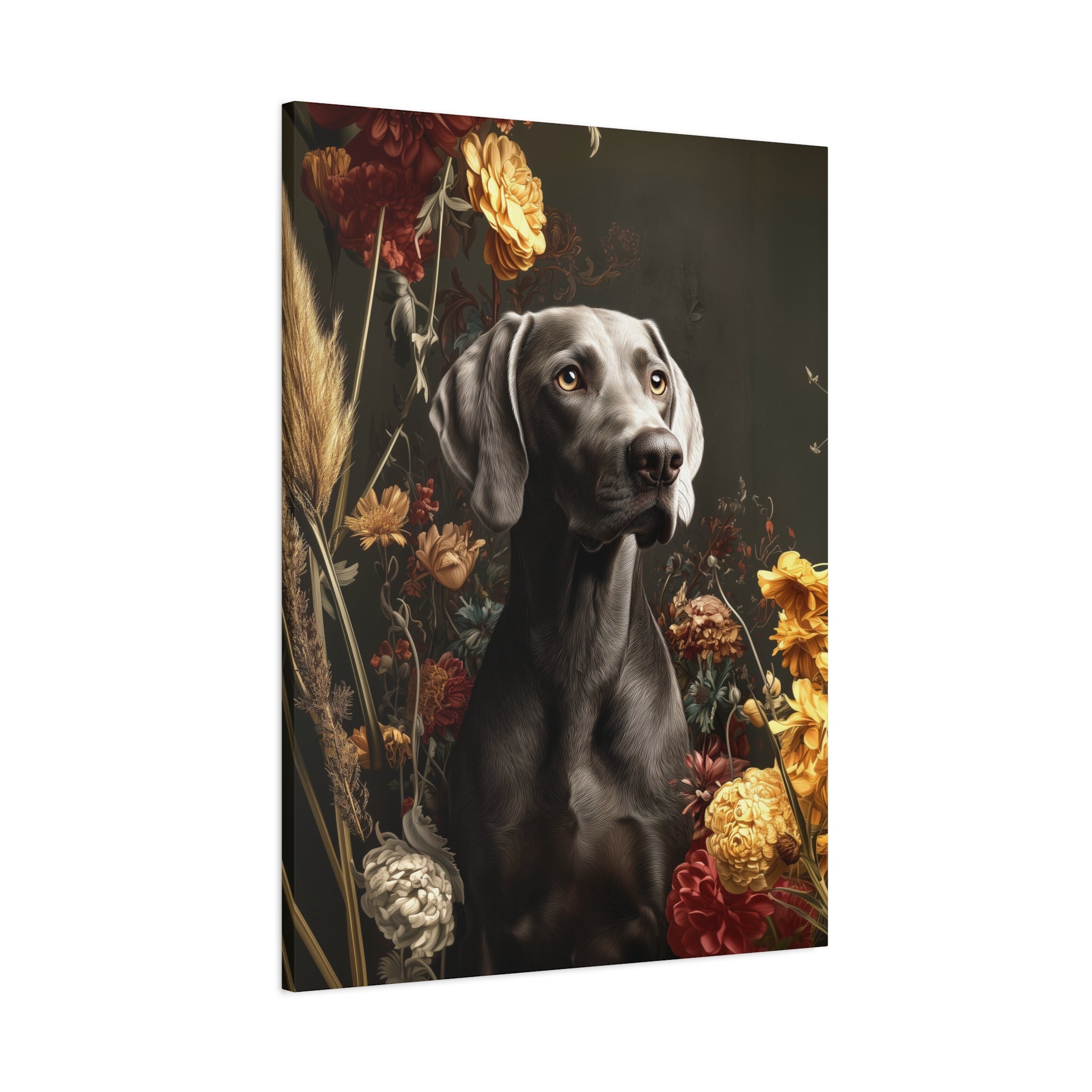 Botanical Weimaraner Canvas Art