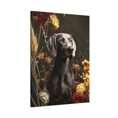 Botanical Weimaraner Canvas Art