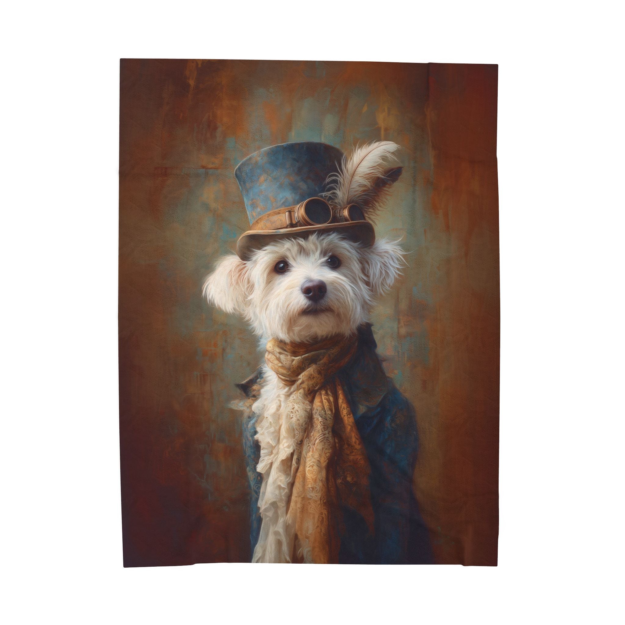 Steampunk Maltese Plush Blanket