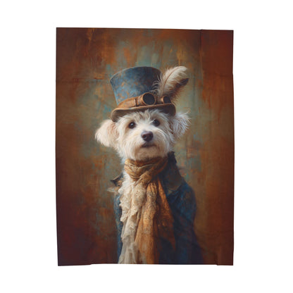 Steampunk Maltese Plush Blanket