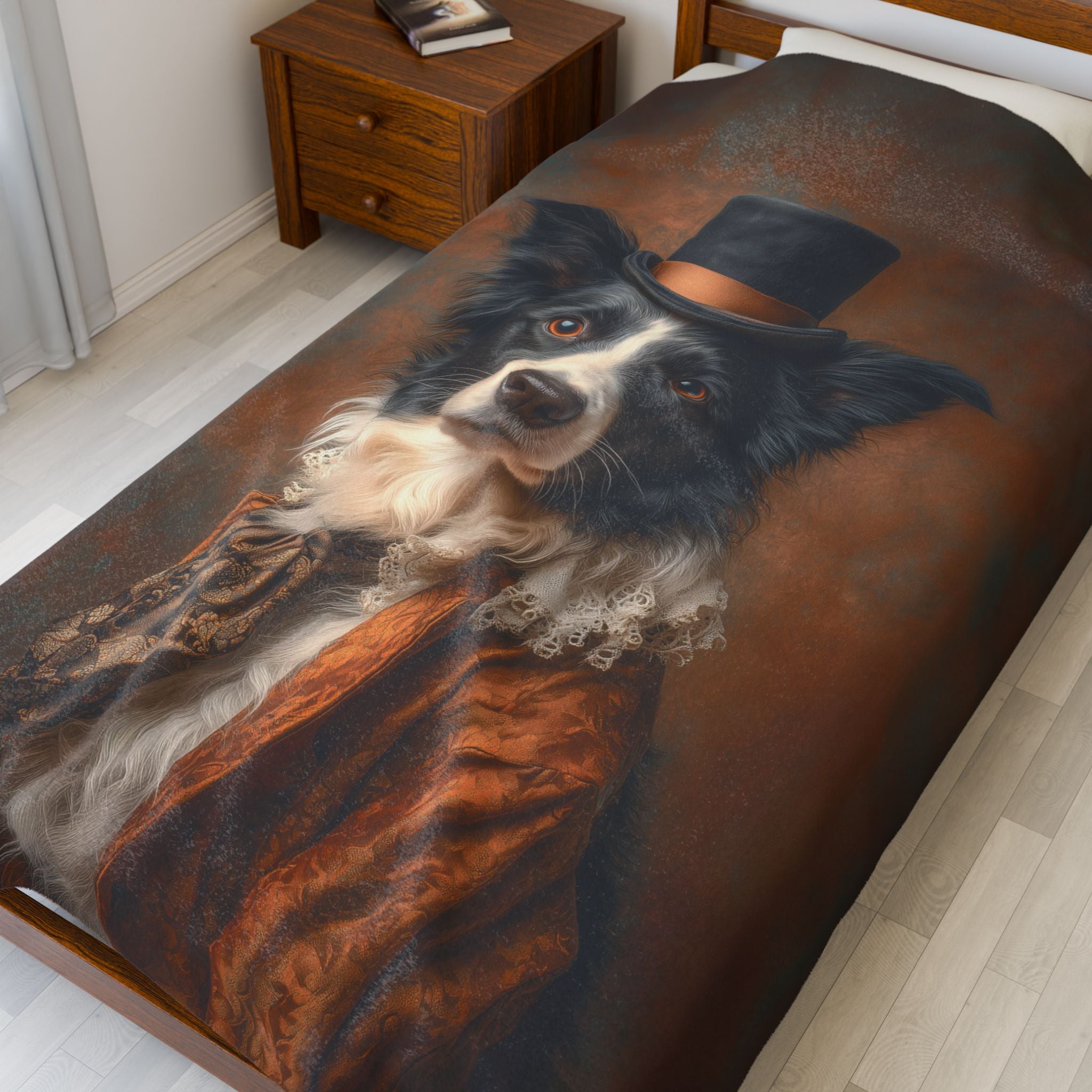 Steampunk Border Collie Plush Blanket