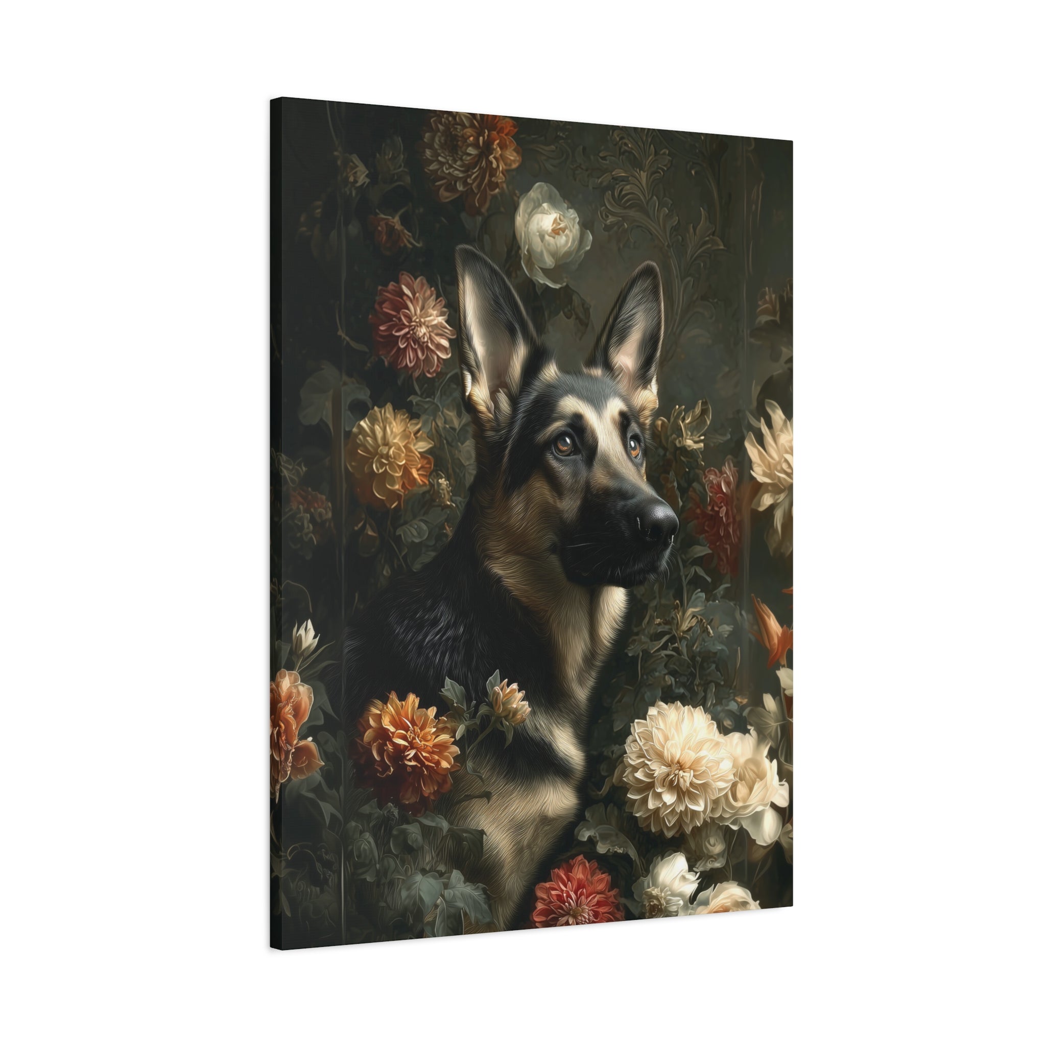 Botanical German Shepherd Canvas Art