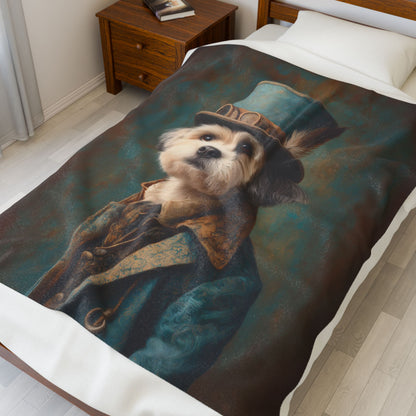 Steampunk Shih Tzu Plush Blanket
