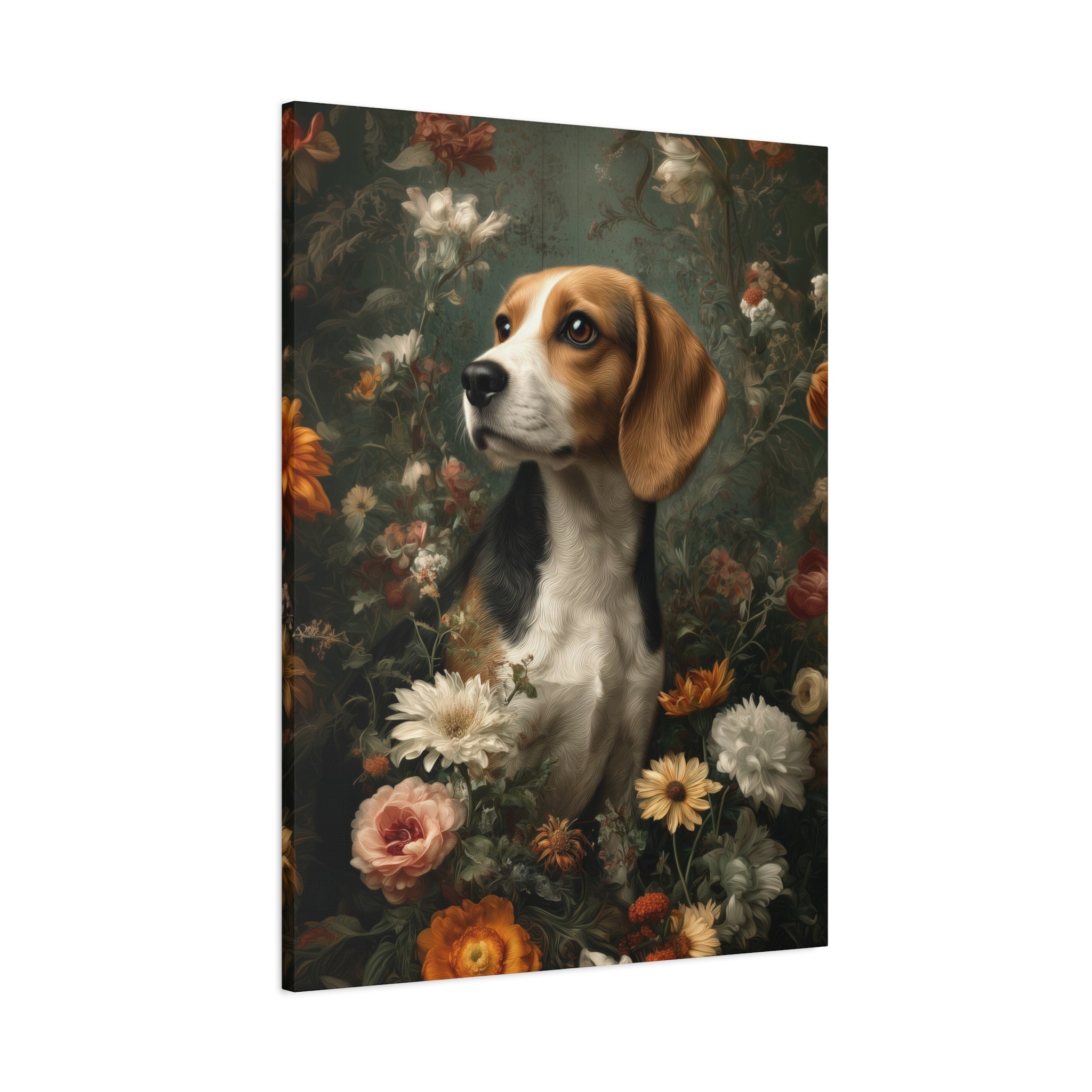 Botanical Beagle Canvas Art