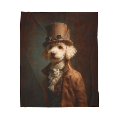 Steampunk Poodle Plush Blanket