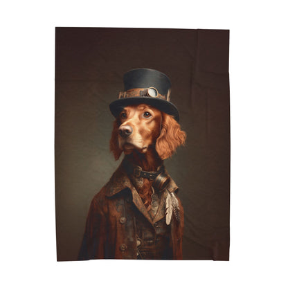 Steampunk Irish Setter Plush Blanket