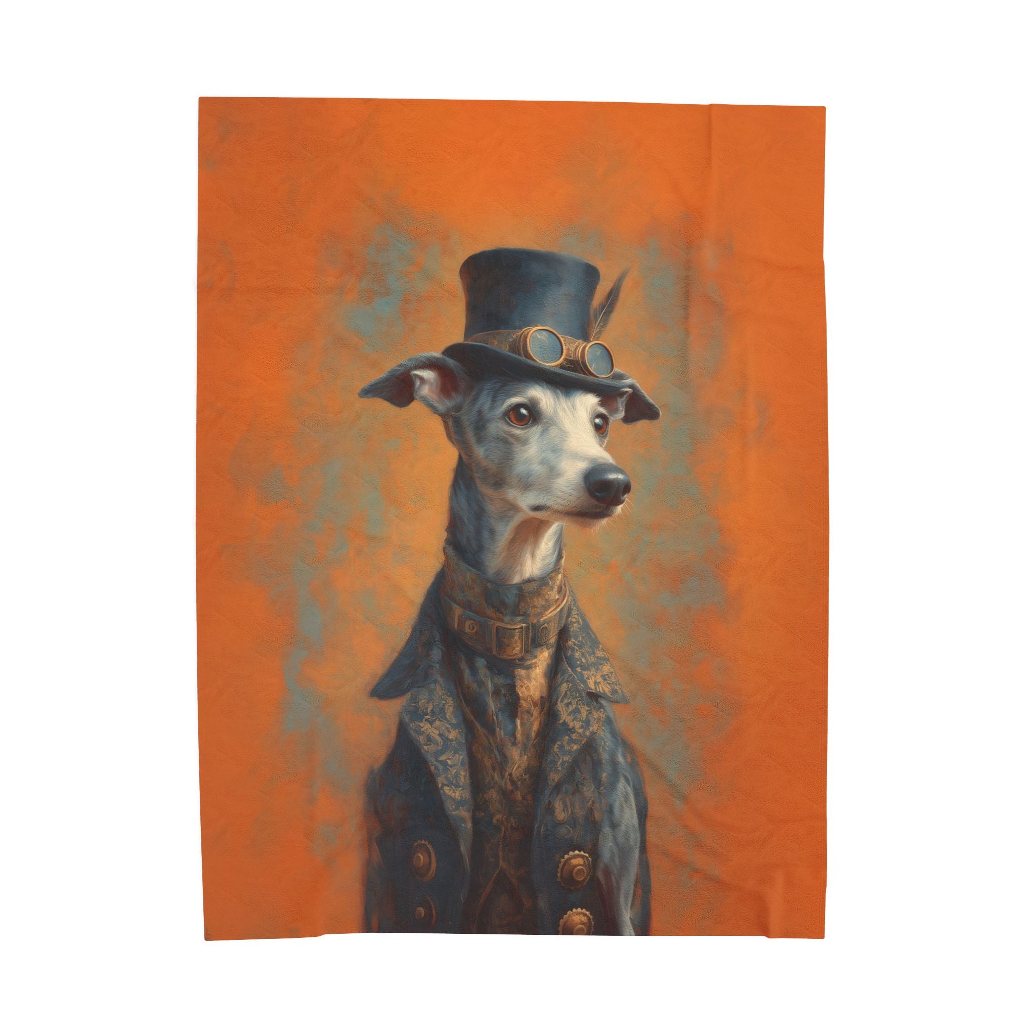 Steampunk Whippet Plush Blanket