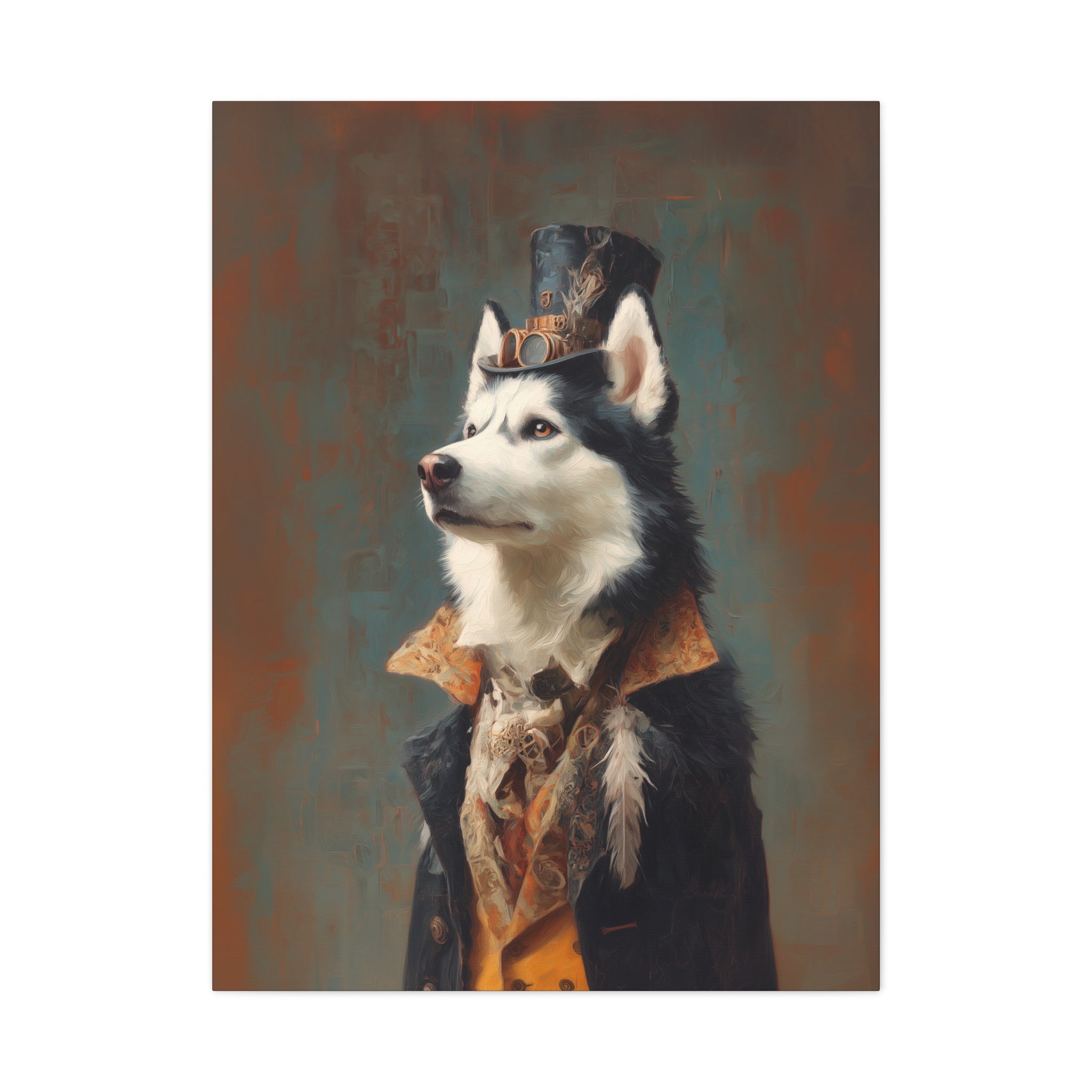 Steampunk Siberian Husky Canvas Art