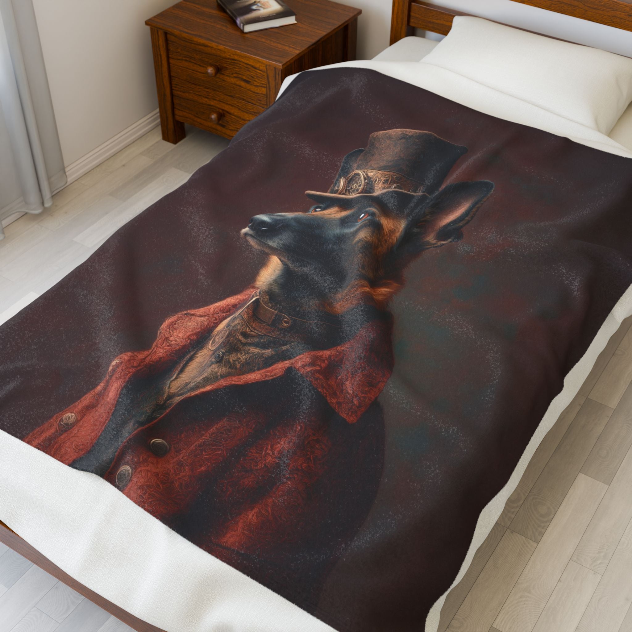 Steampunk Belgian Malinois Plush Blanket