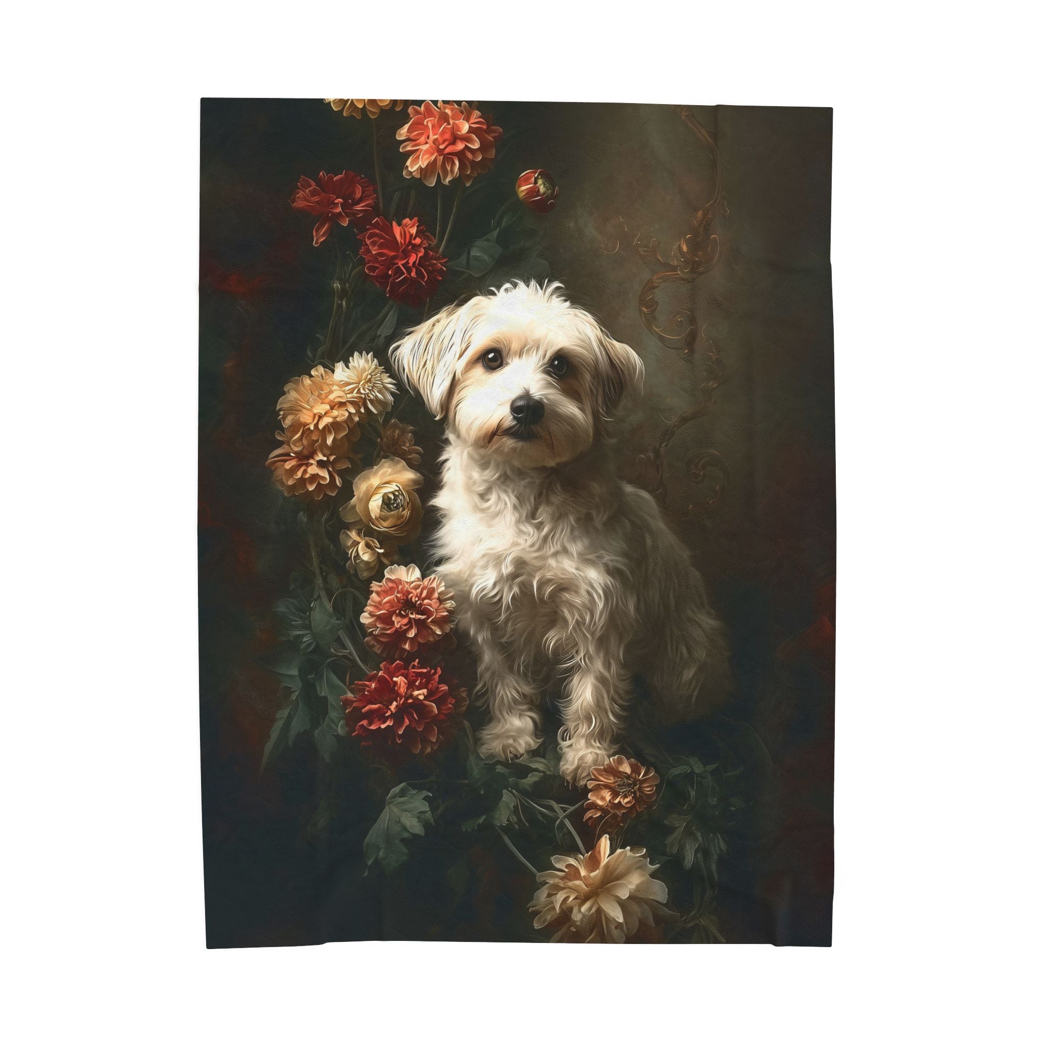 Botanical Havanese Plush Blanket