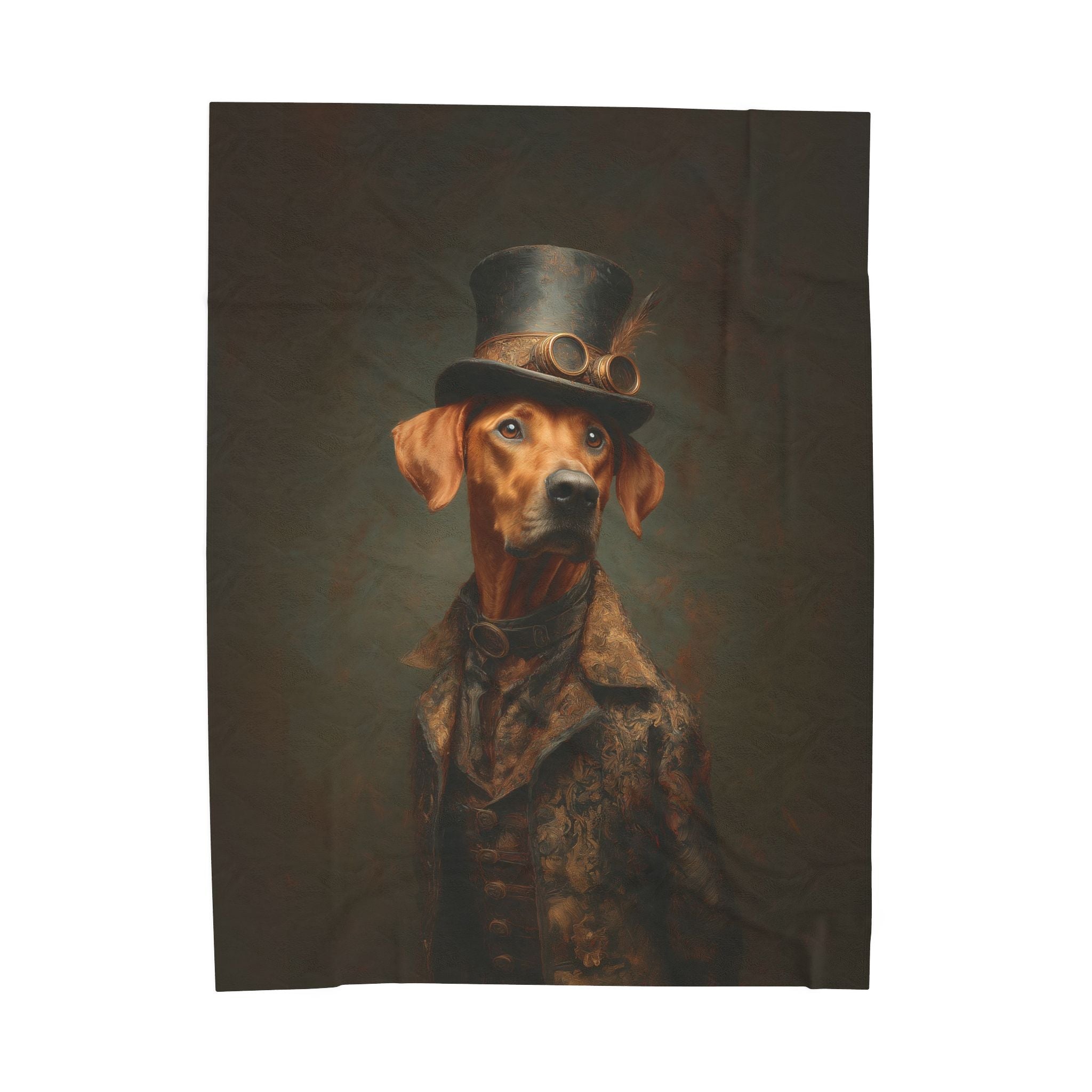 Steampunk Rhodesian Ridgeback Plush Blanket