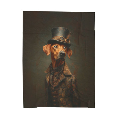 Steampunk Rhodesian Ridgeback Plush Blanket