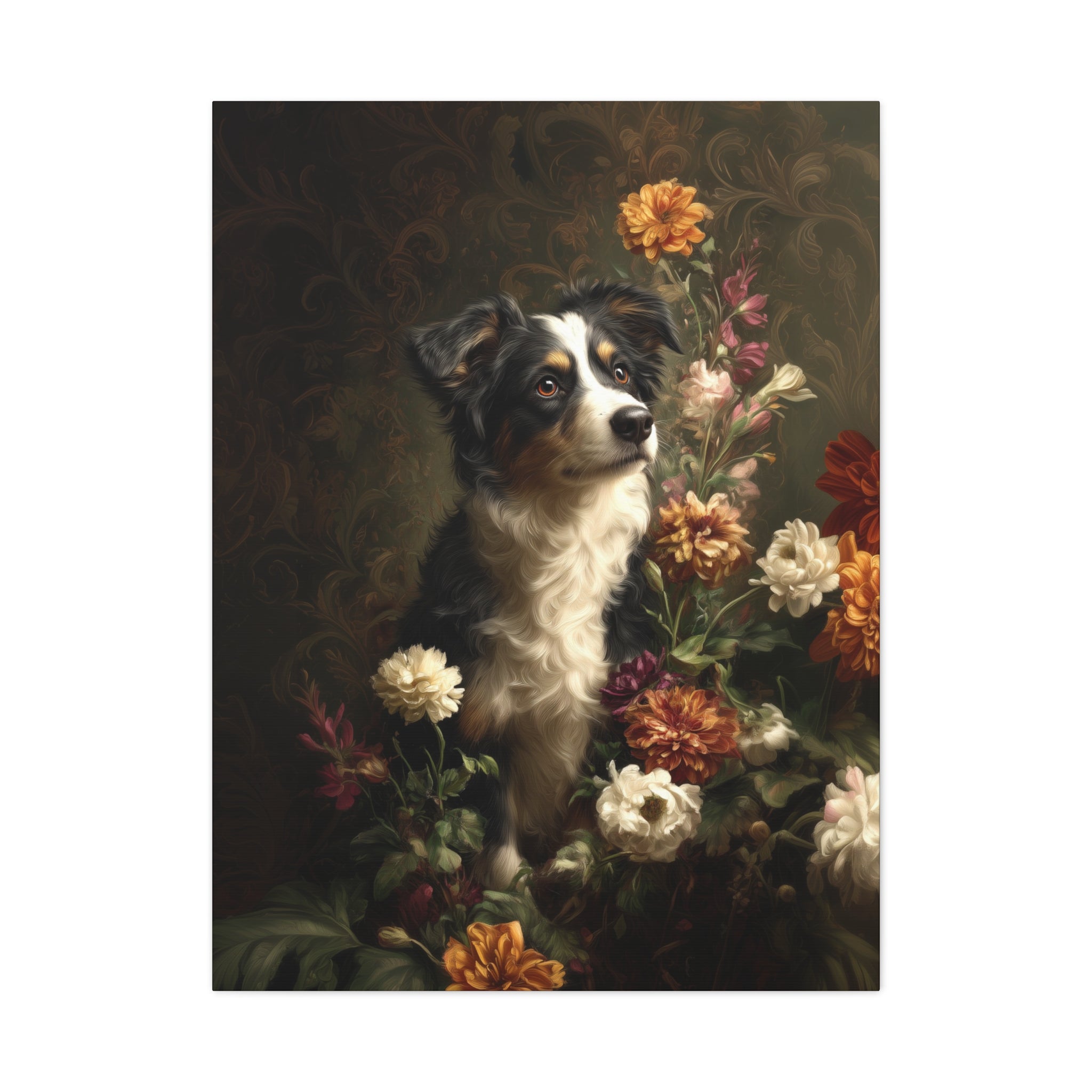 Botanical Australian Shepherd Canvas Art